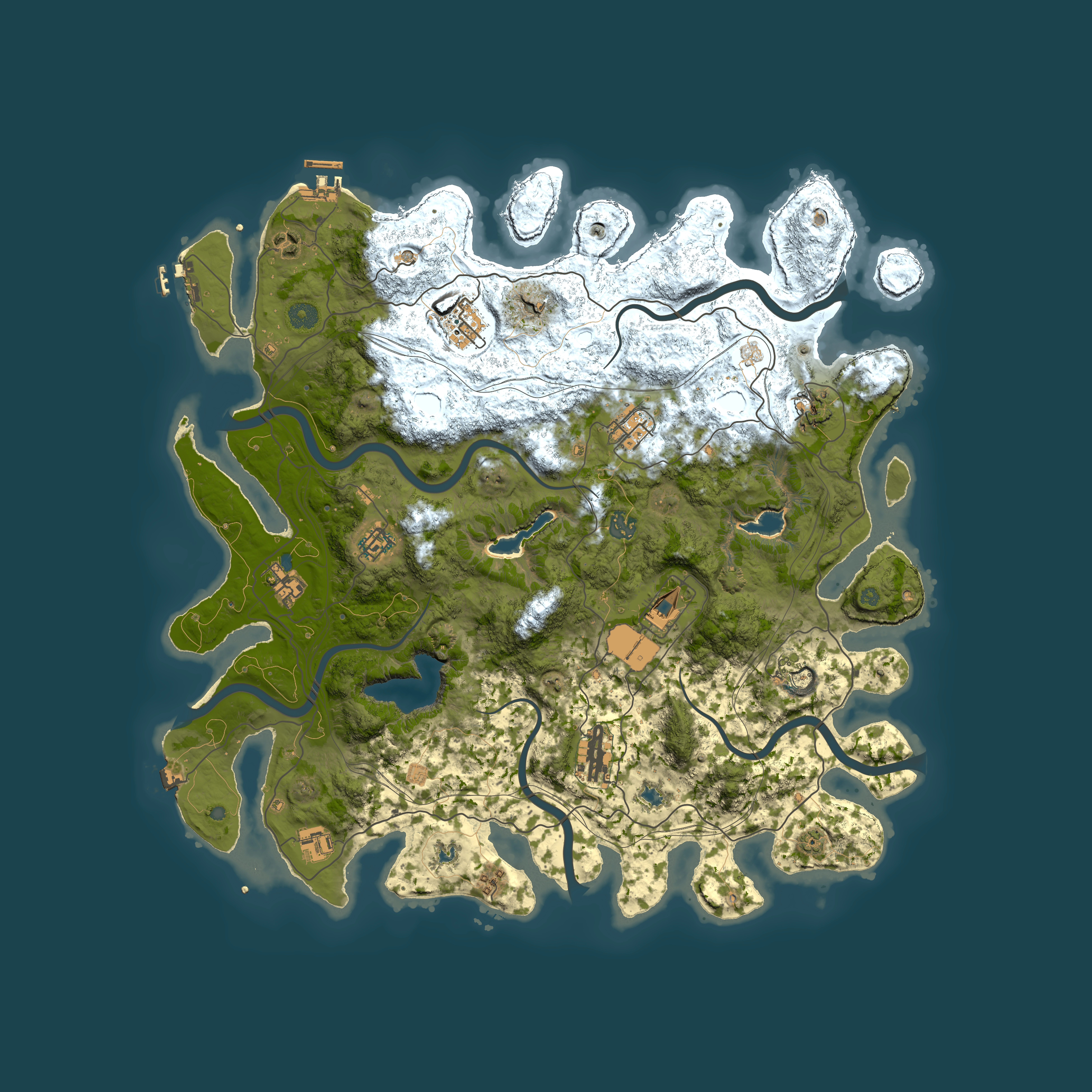 Full top-down render of Rust map seed 605192192, 4500x4500m