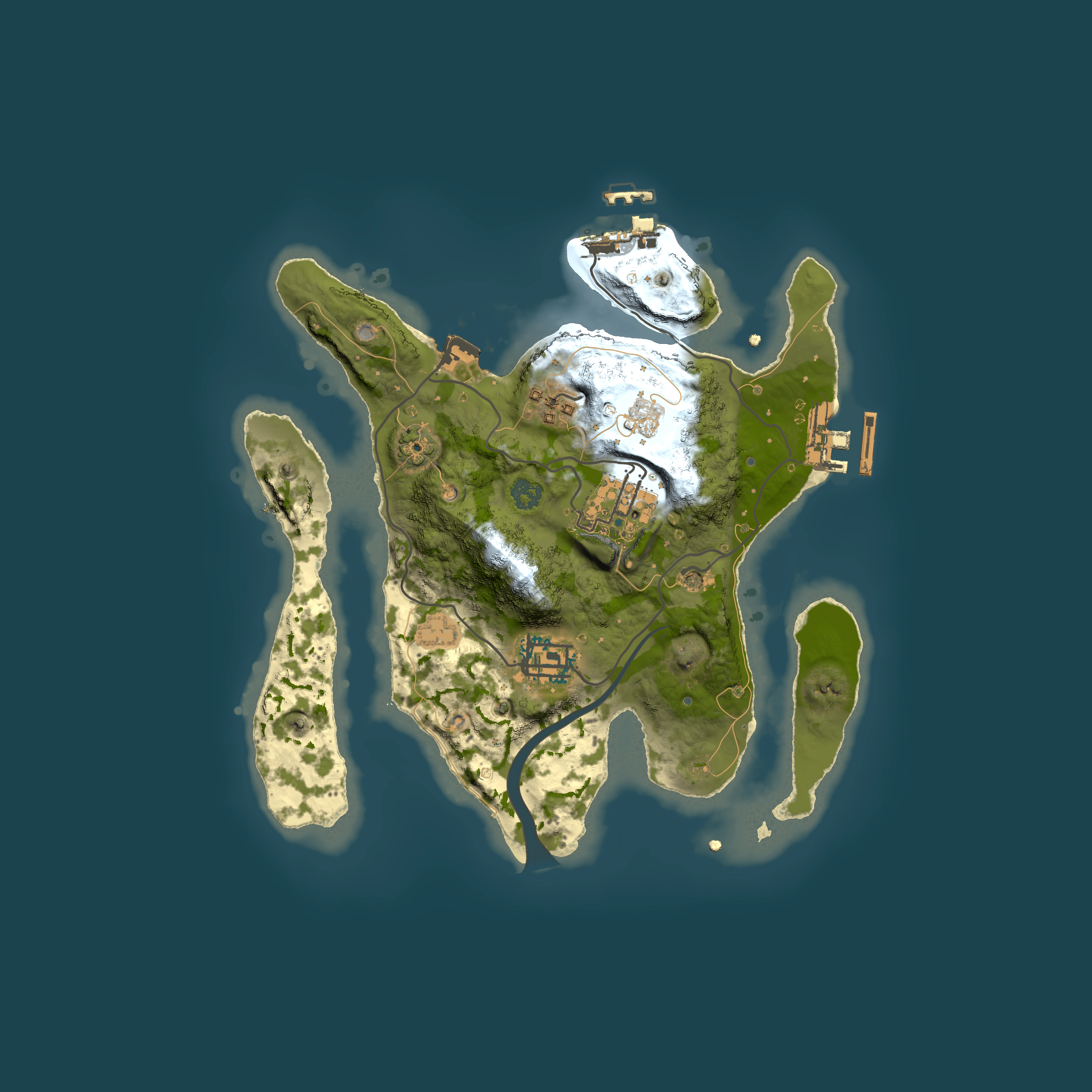Full top-down render of Rust map seed 733365632, 2500x2500m