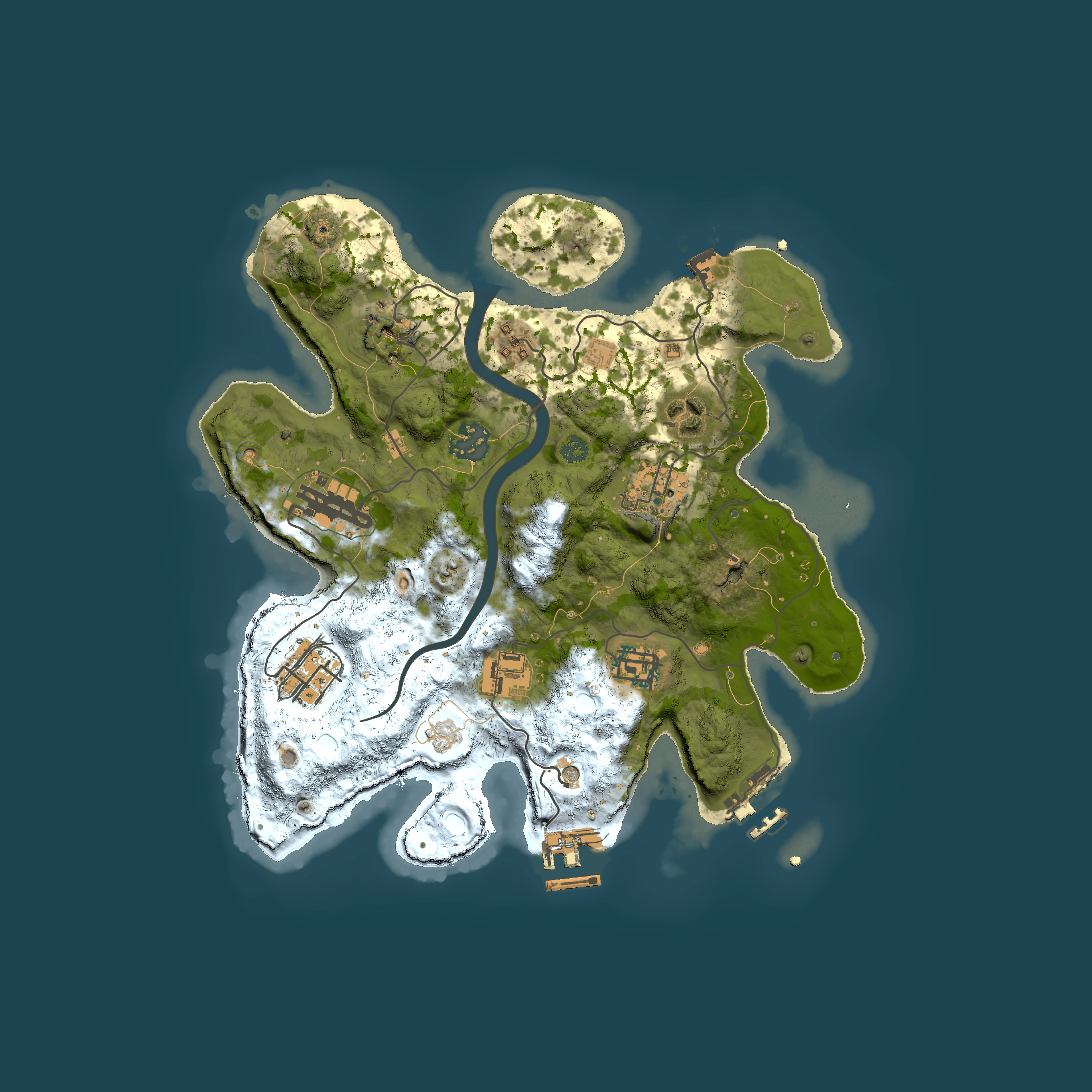 Full top-down render of Rust map seed 1472295732, 3000x3000m