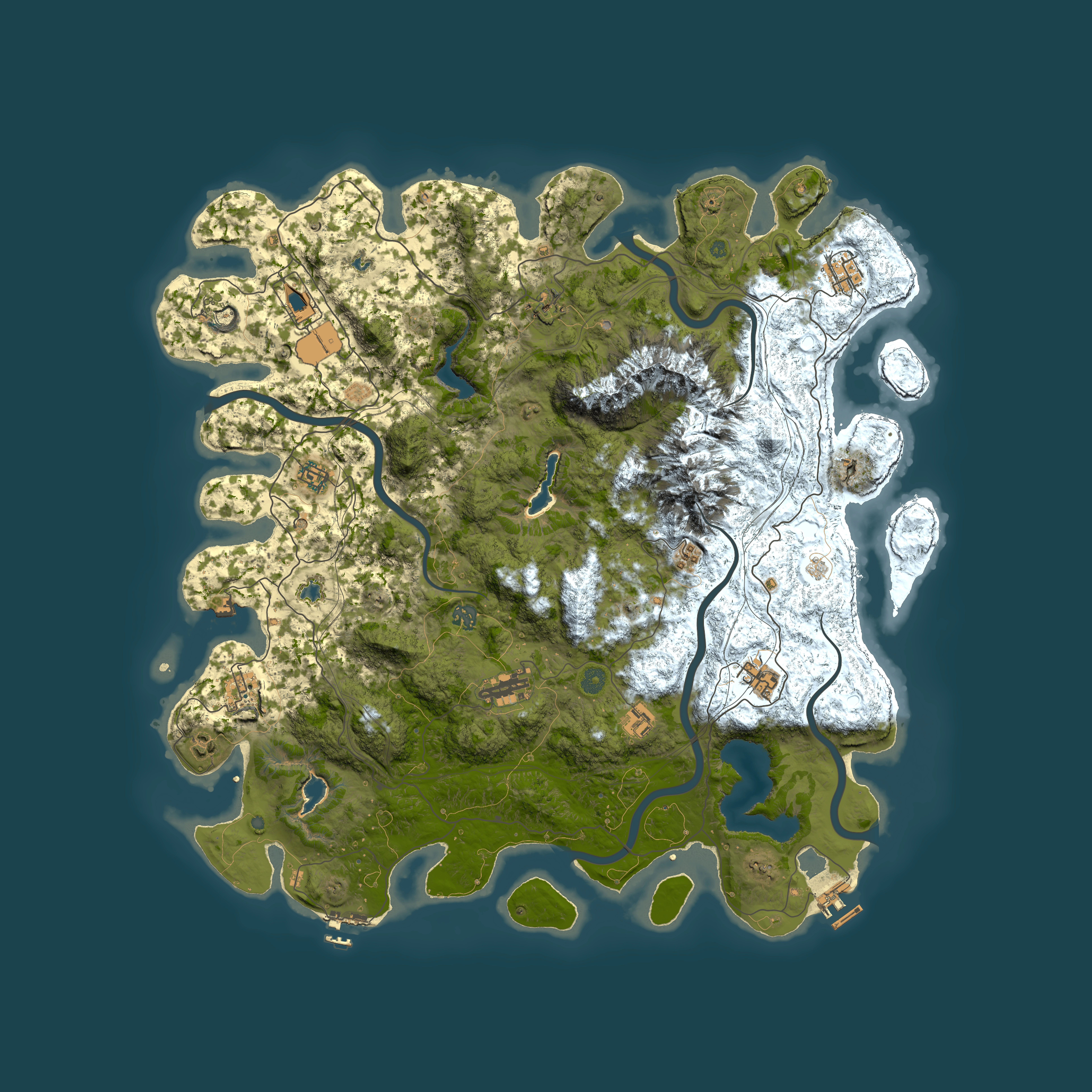Full top-down render of Rust map seed 353037362, 5000x5000m