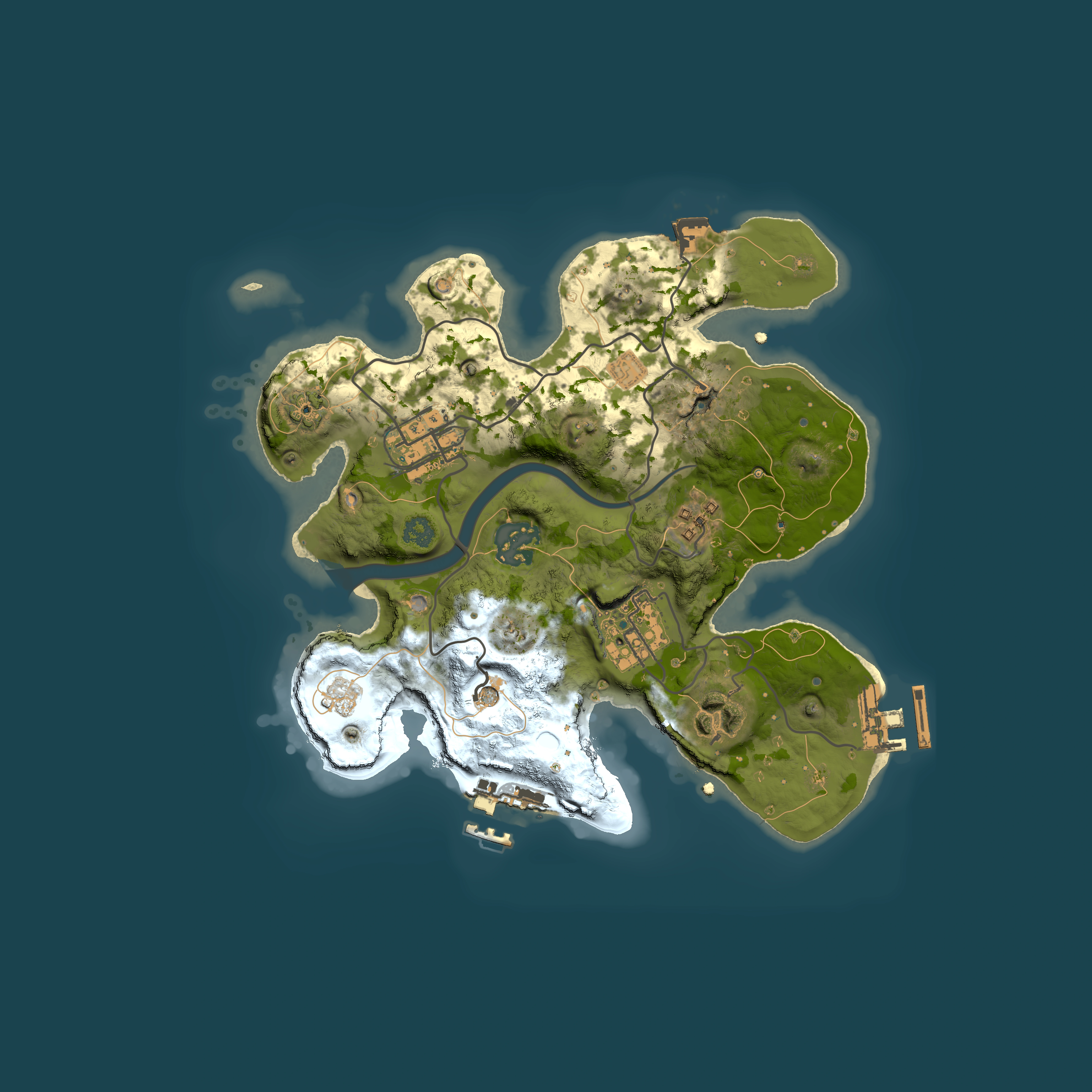 Full top-down render of Rust map seed 874833236, 2500x2500m