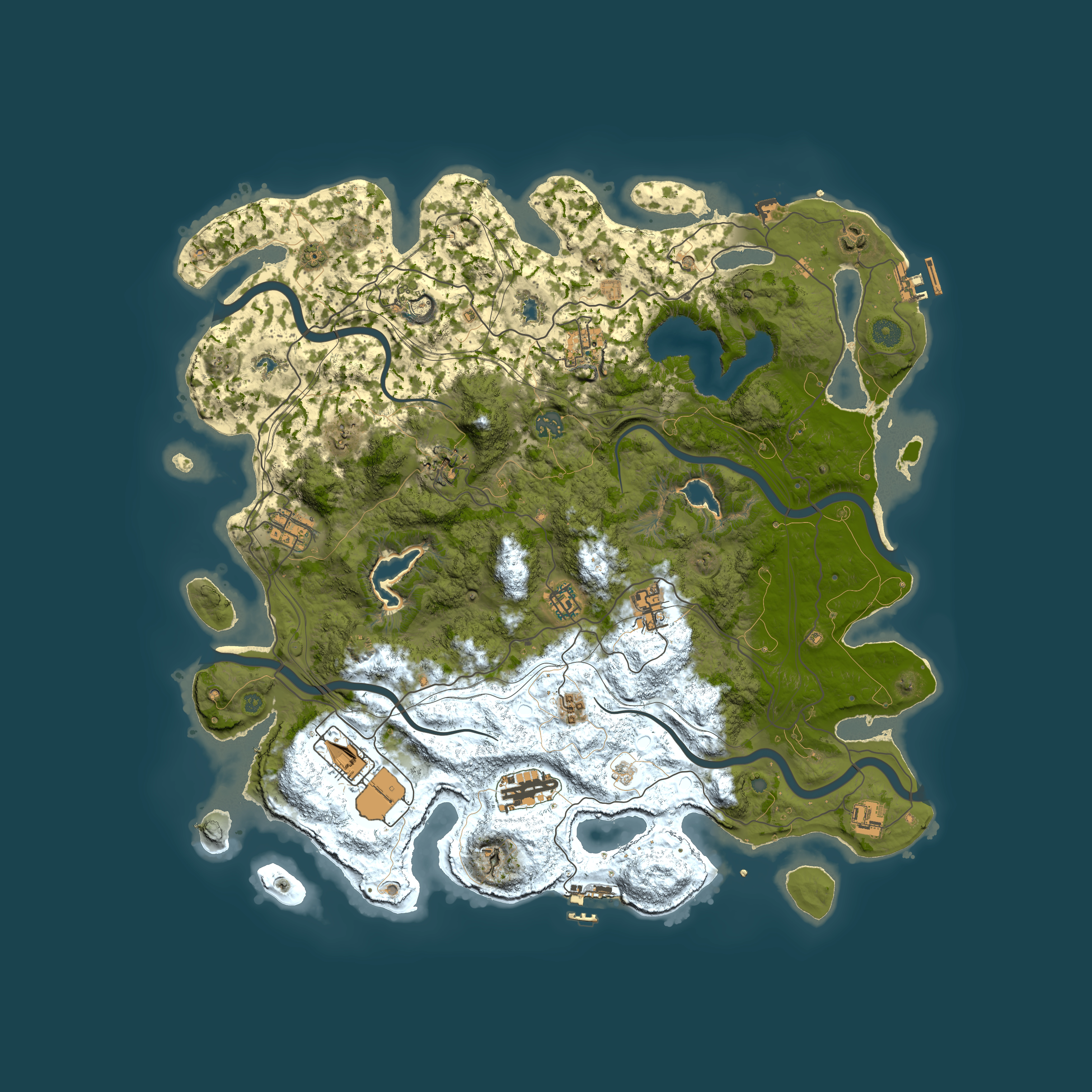 Full top-down render of Rust map seed 27246050, 4500x4500m