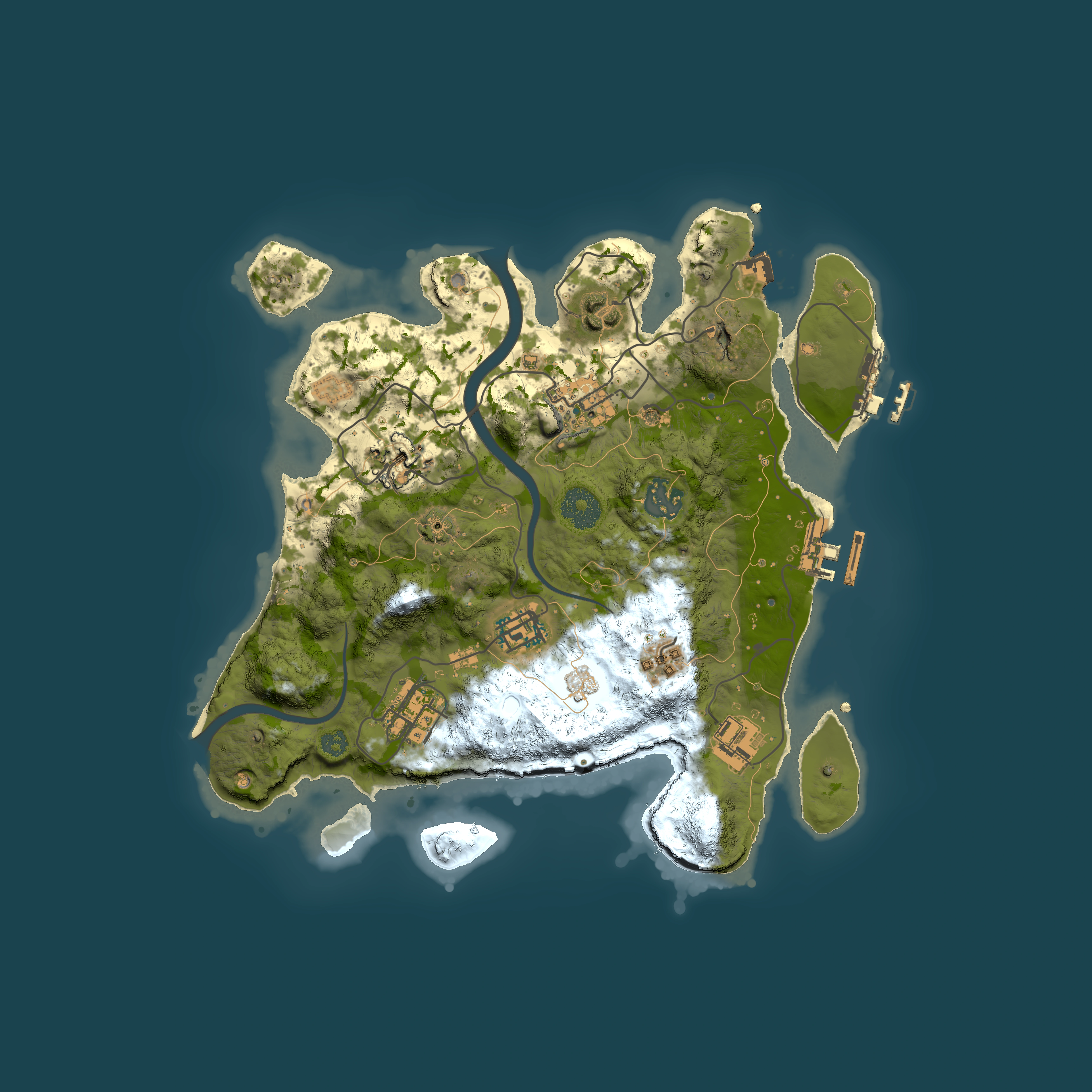 Full top-down render of Rust map seed 1241227569, 3000x3000m