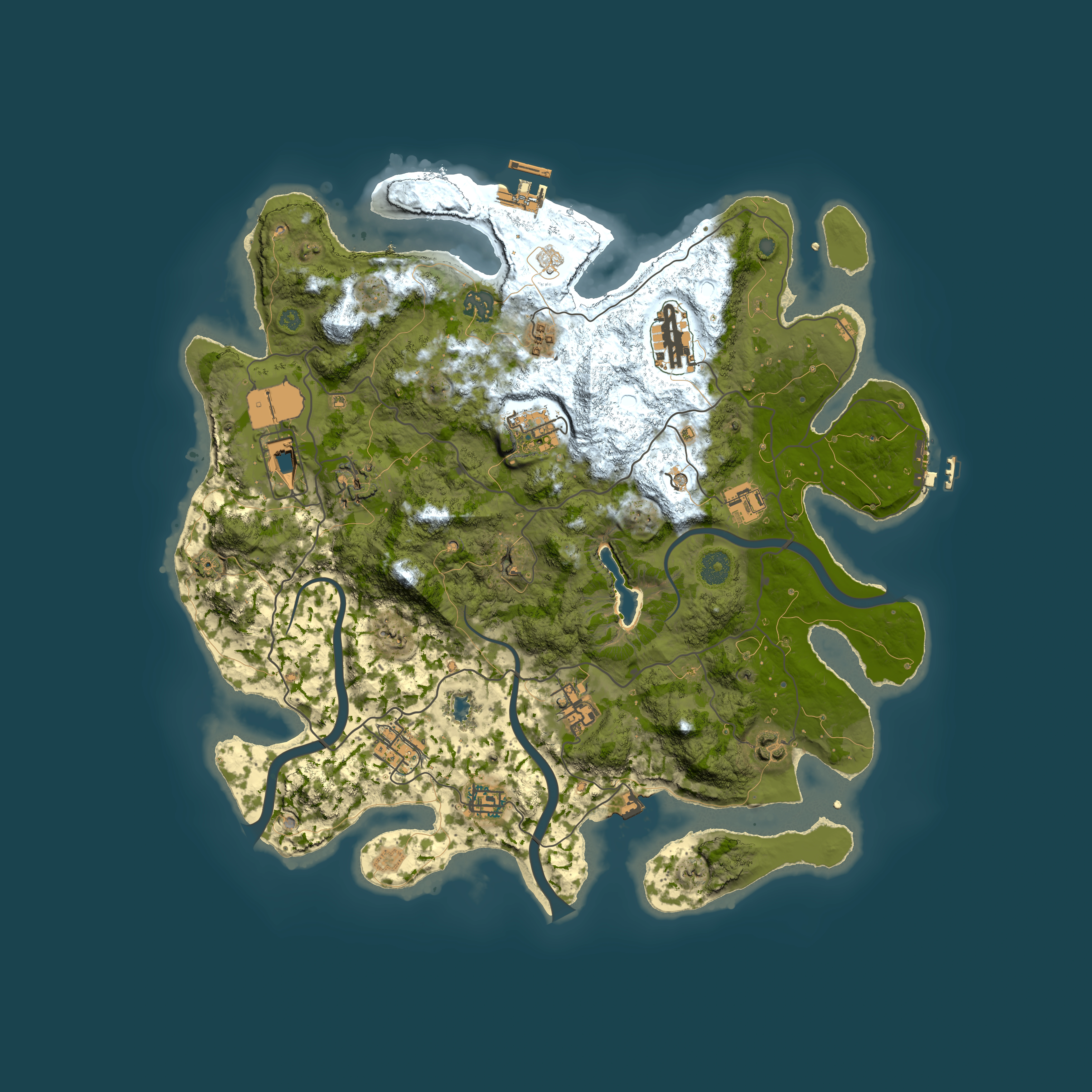 Full top-down render of Rust map seed 20096799, 4000x4000m