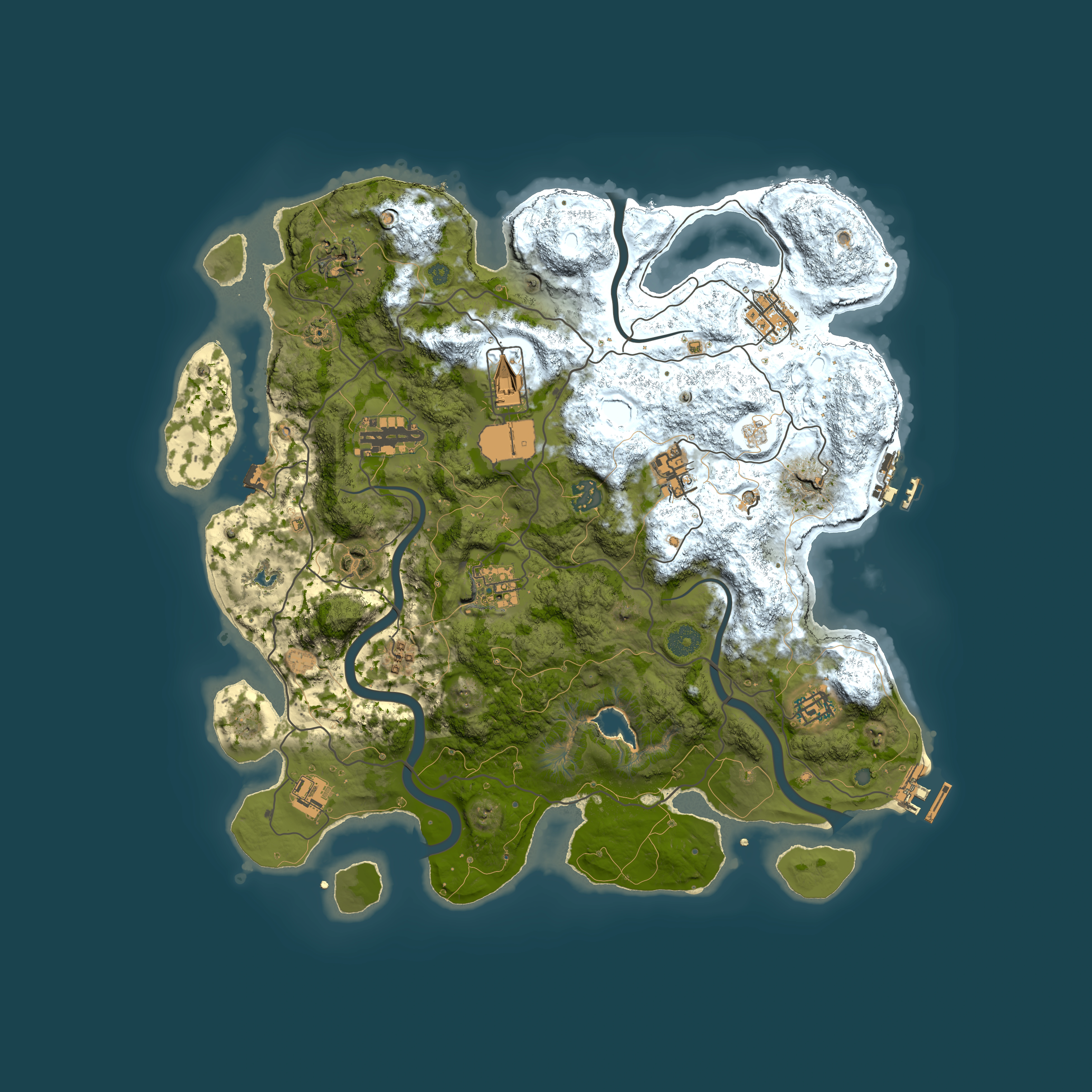 Full top-down render of Rust map seed 1873759627, 4000x4000m