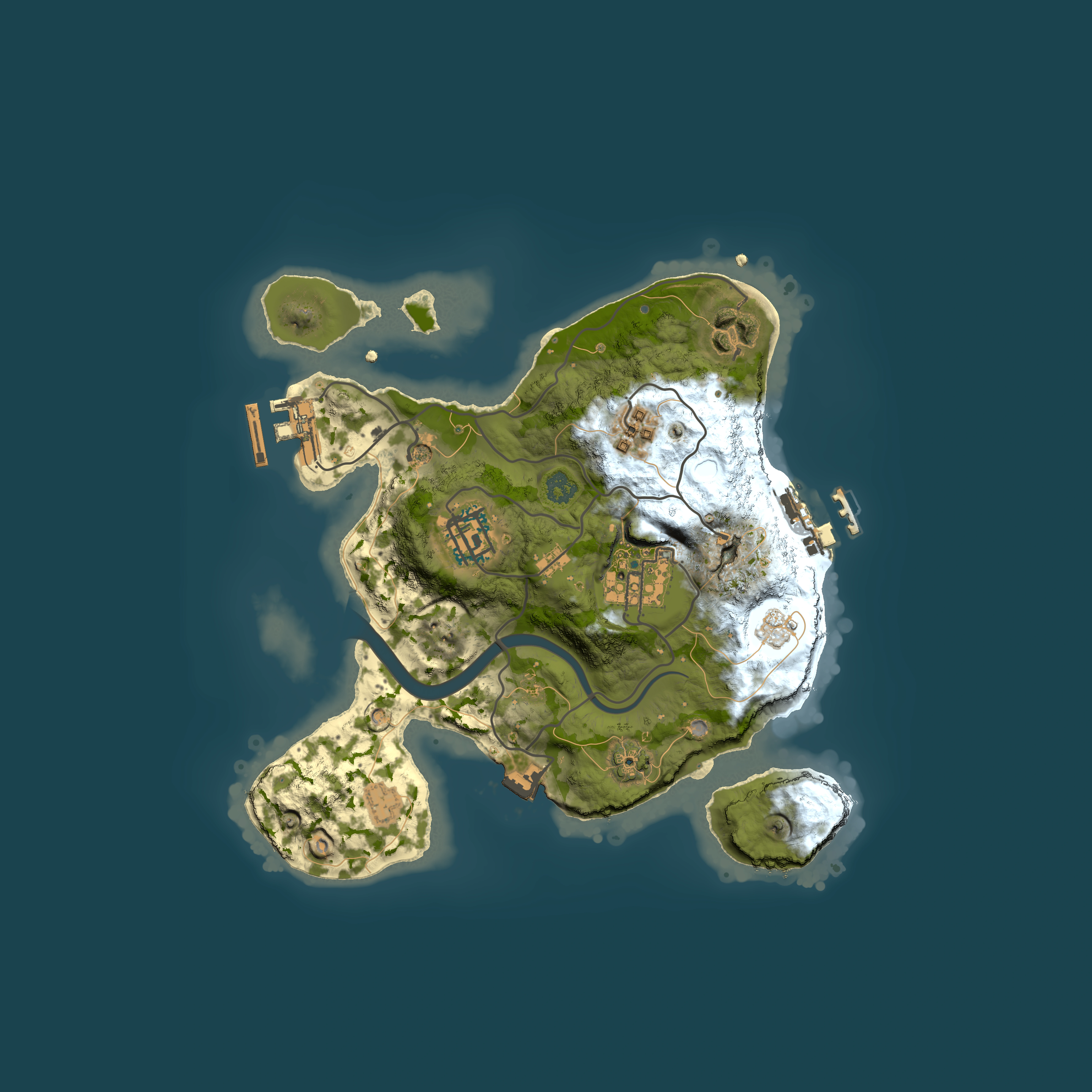 Full top-down render of Rust map seed 1528471107, 2500x2500m
