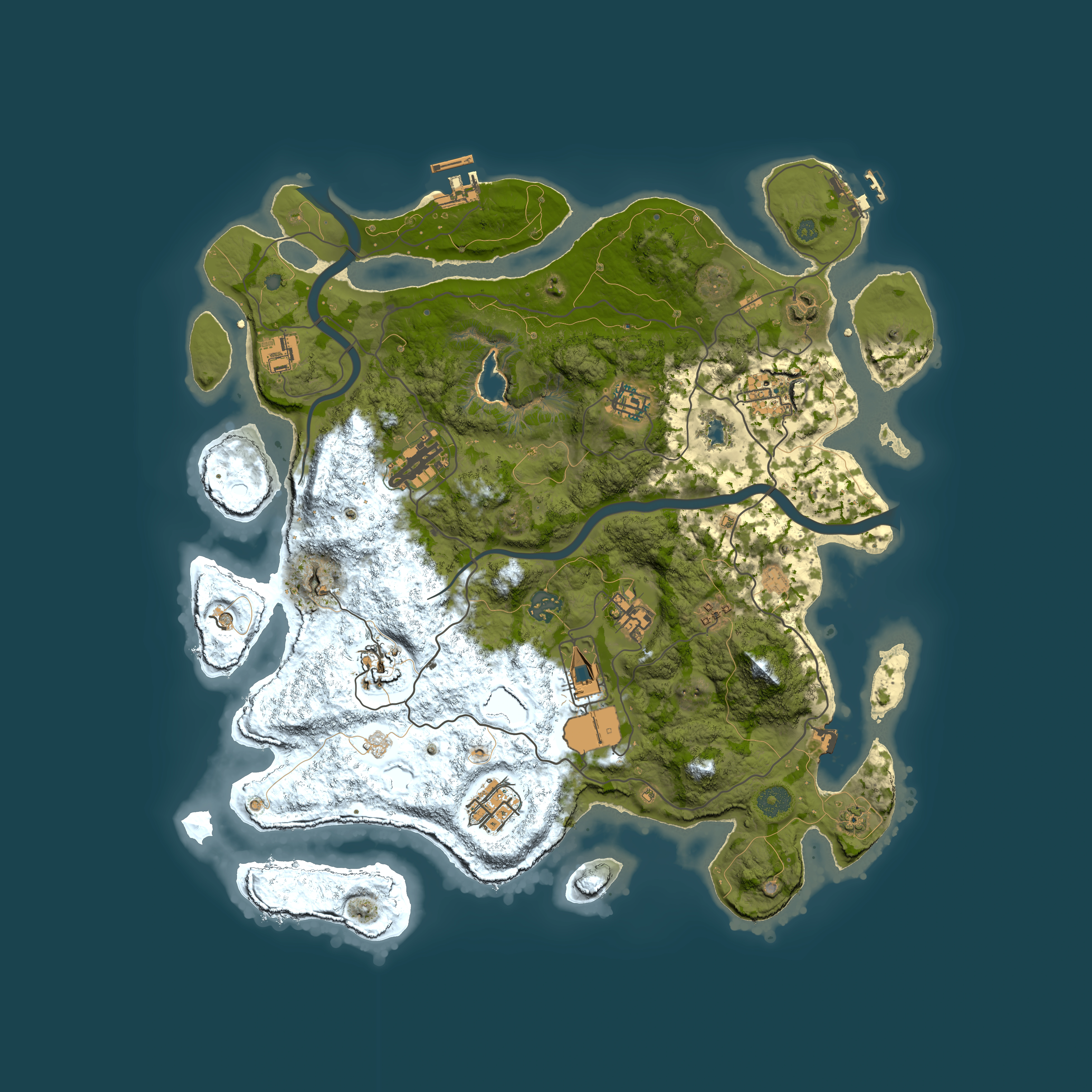 Full top-down render of Rust map seed 1908424846, 4000x4000m