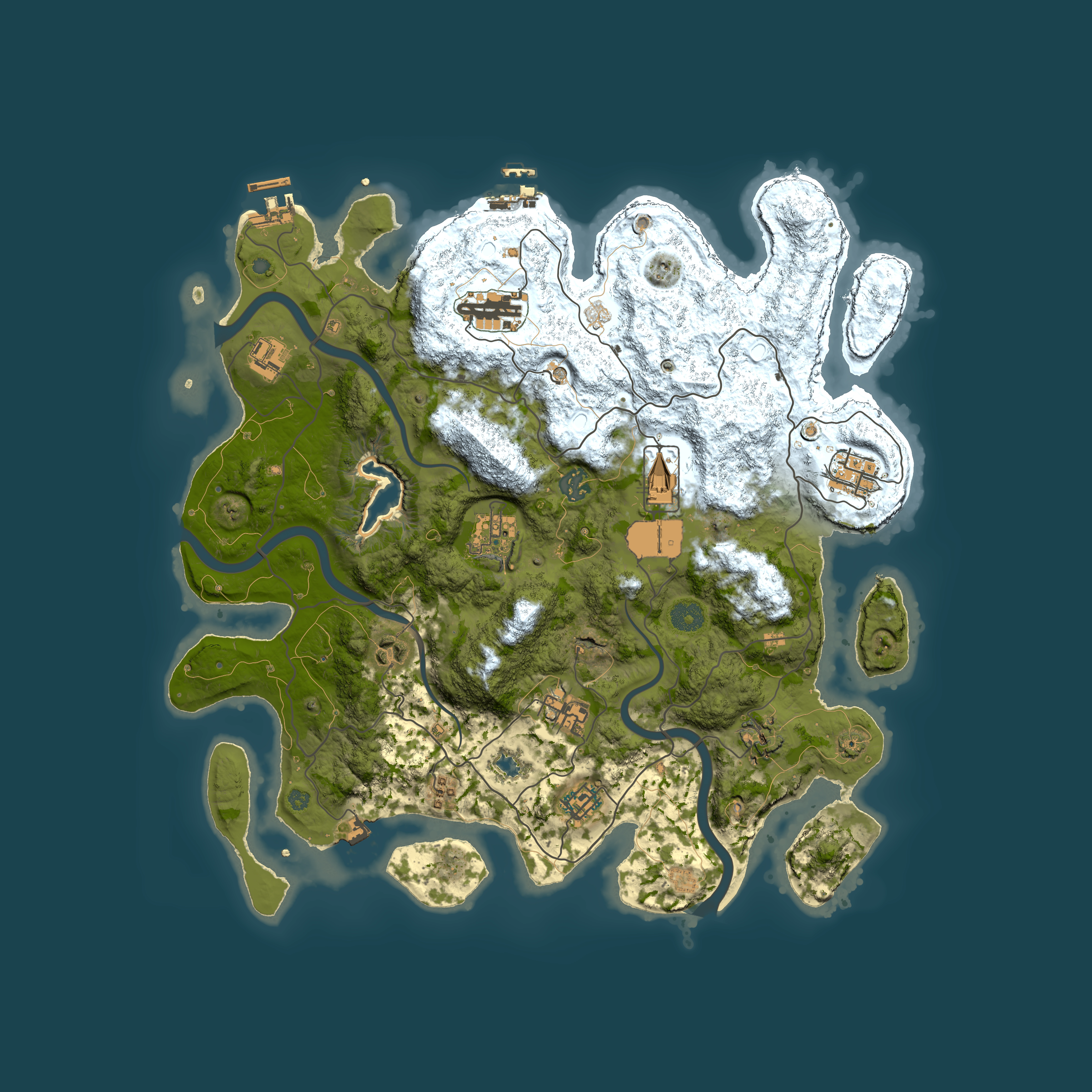 Full top-down render of Rust map seed 233965568, 4000x4000m