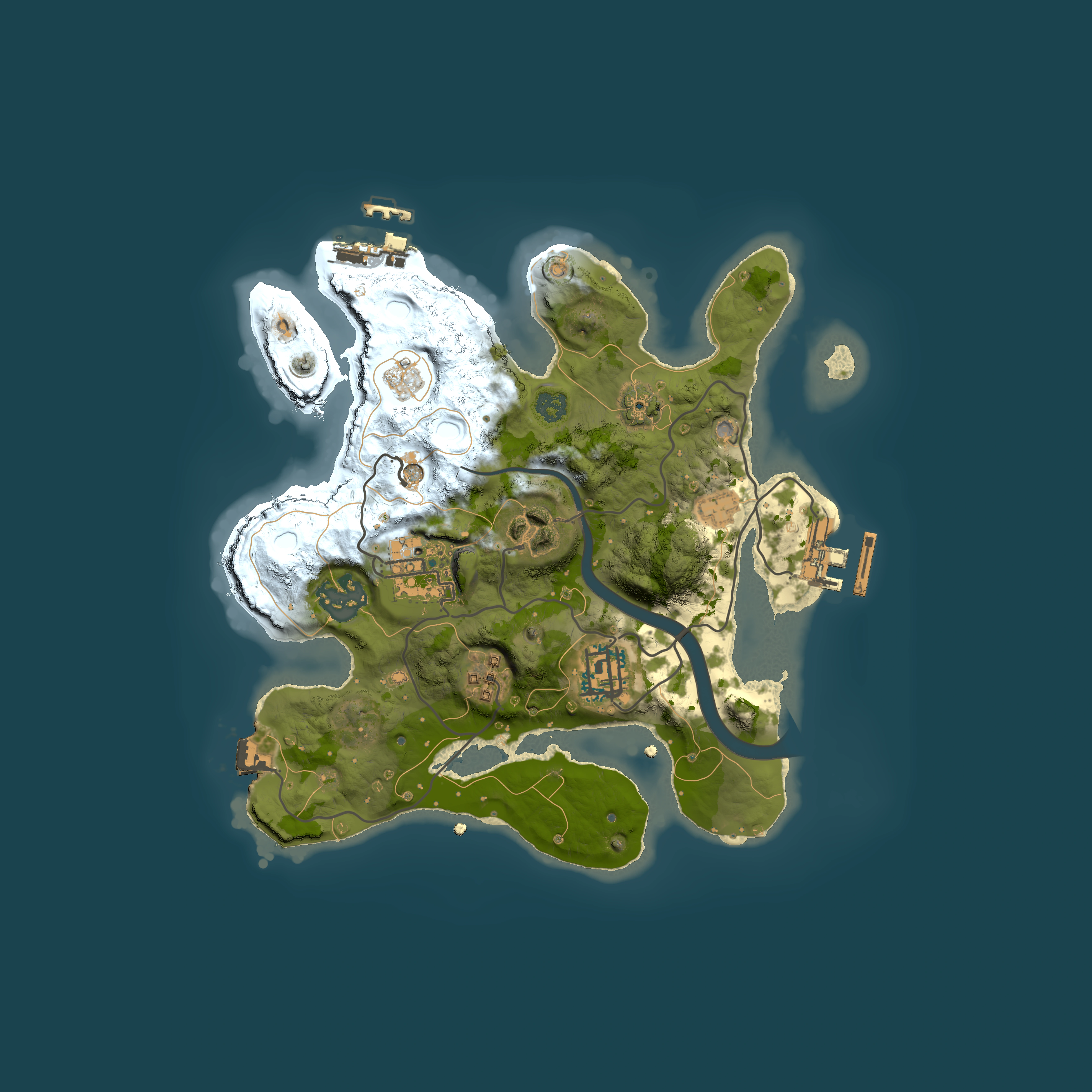 Full top-down render of Rust map seed 1481445958, 2500x2500m
