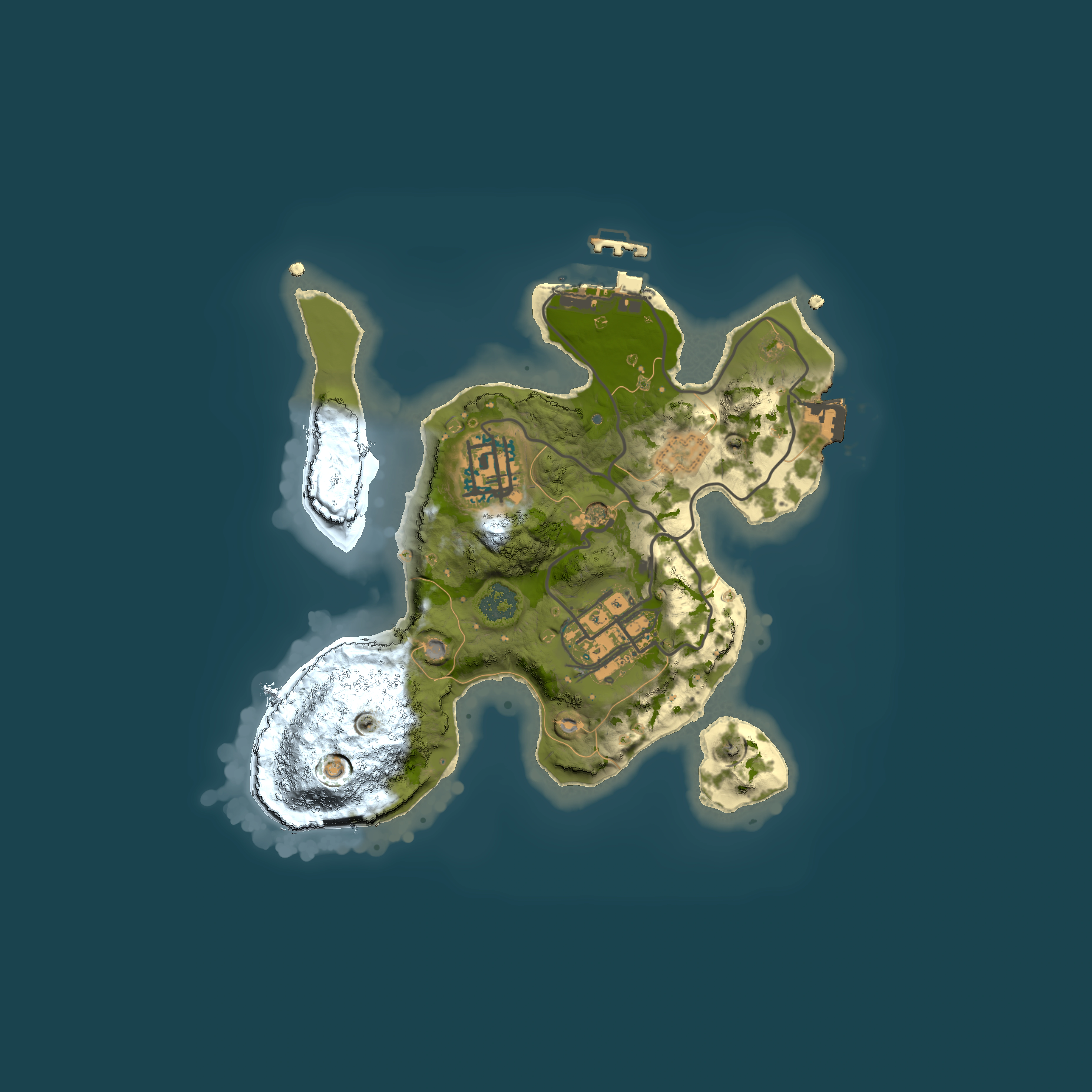 Full top-down render of Rust map seed 1345032707, 2000x2000m