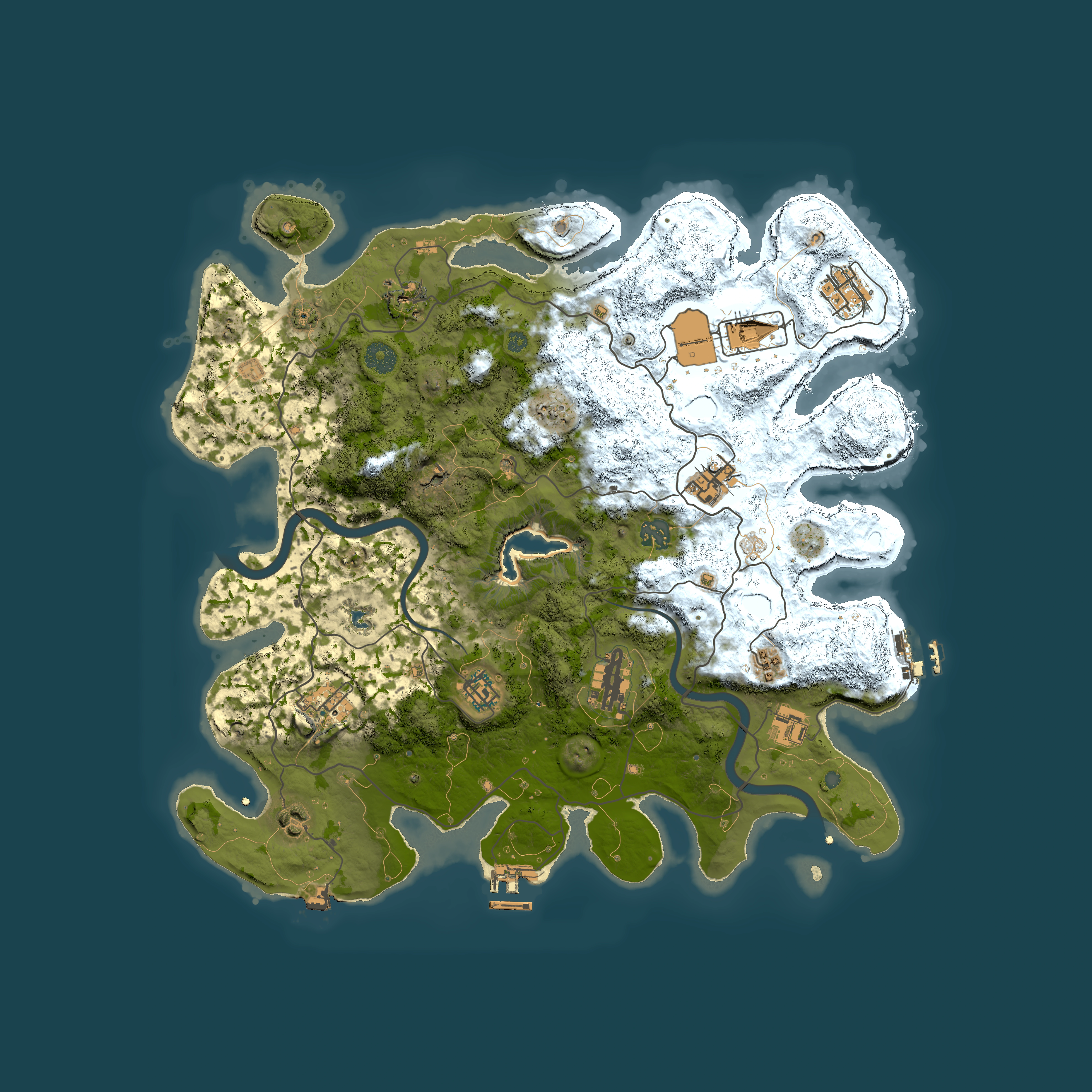 Full top-down render of Rust map seed 1265914911, 4000x4000m