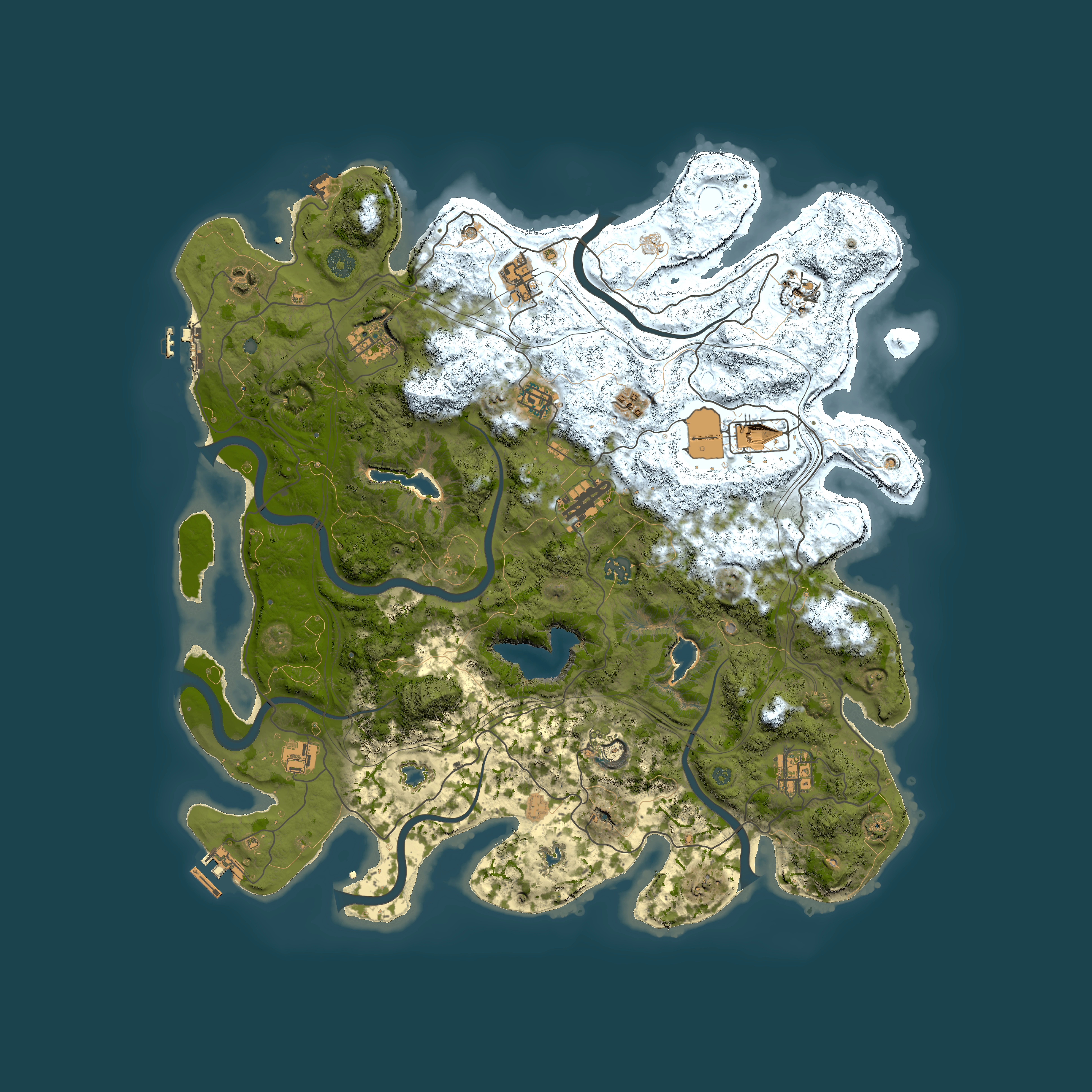 Full top-down render of Rust map seed 1038614605, 4500x4500m