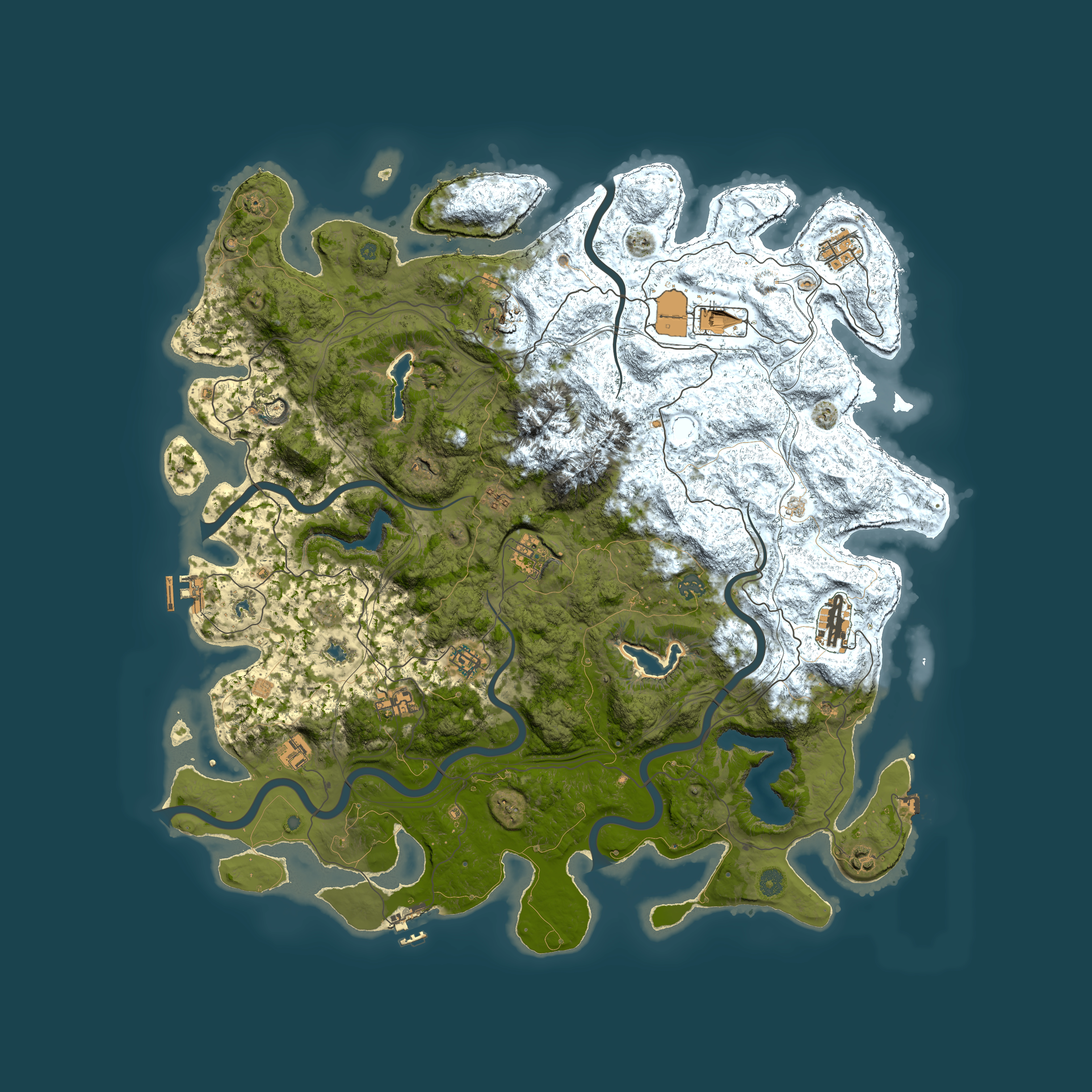 Full top-down render of Rust map seed 1913733354, 5000x5000m