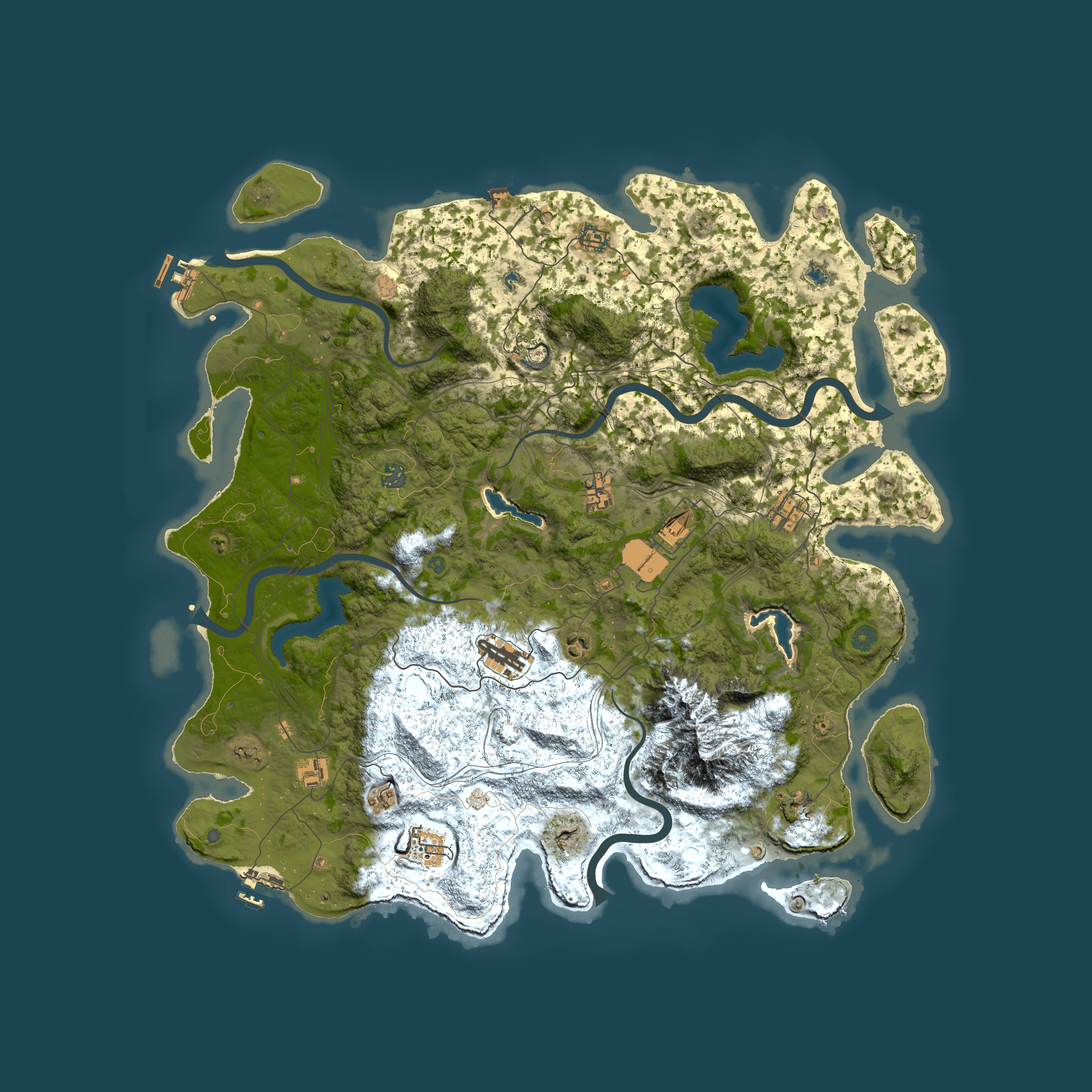 Full top-down render of Rust map seed 1110990224, 5000x5000m