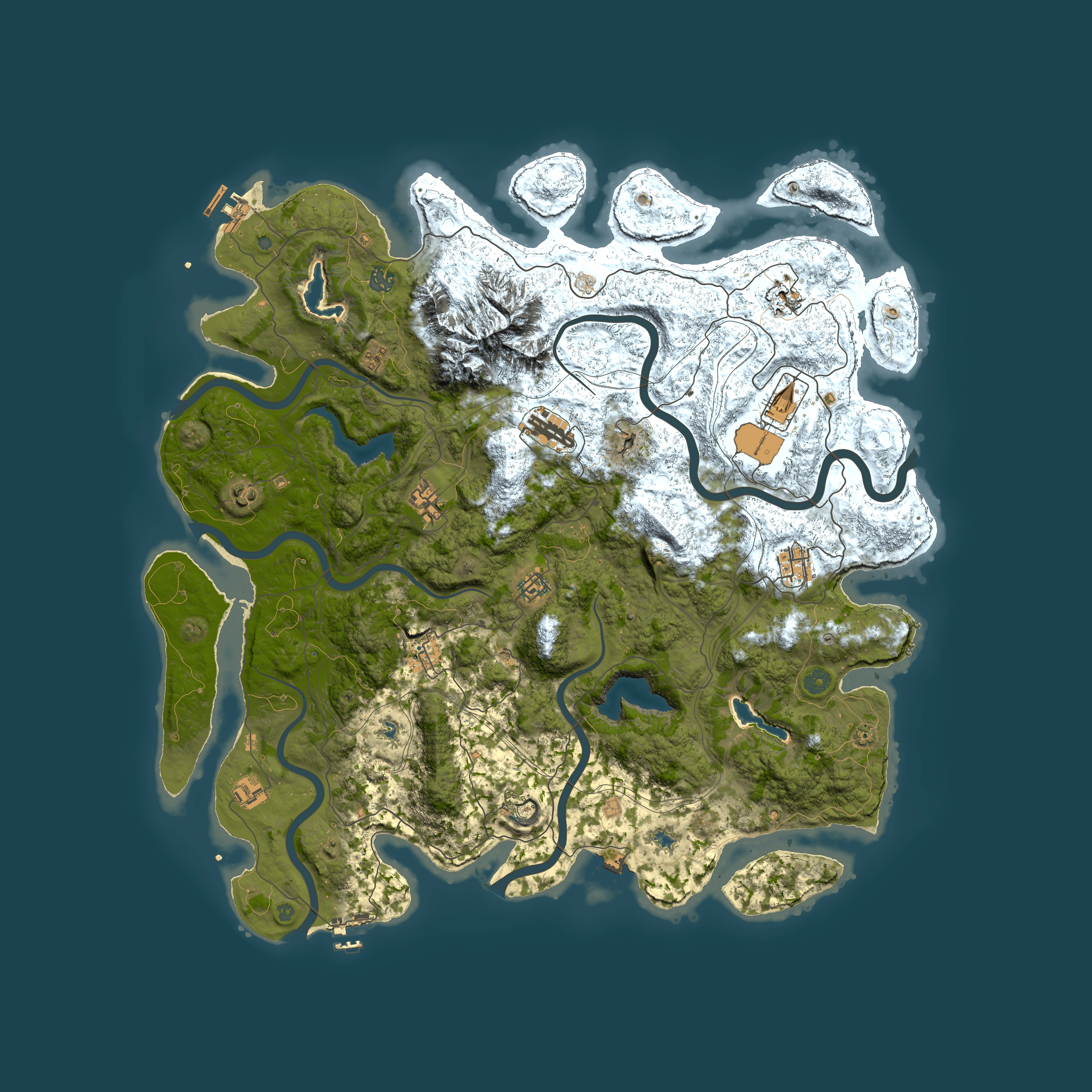 Full top-down render of Rust map seed 1211138546, 5000x5000m