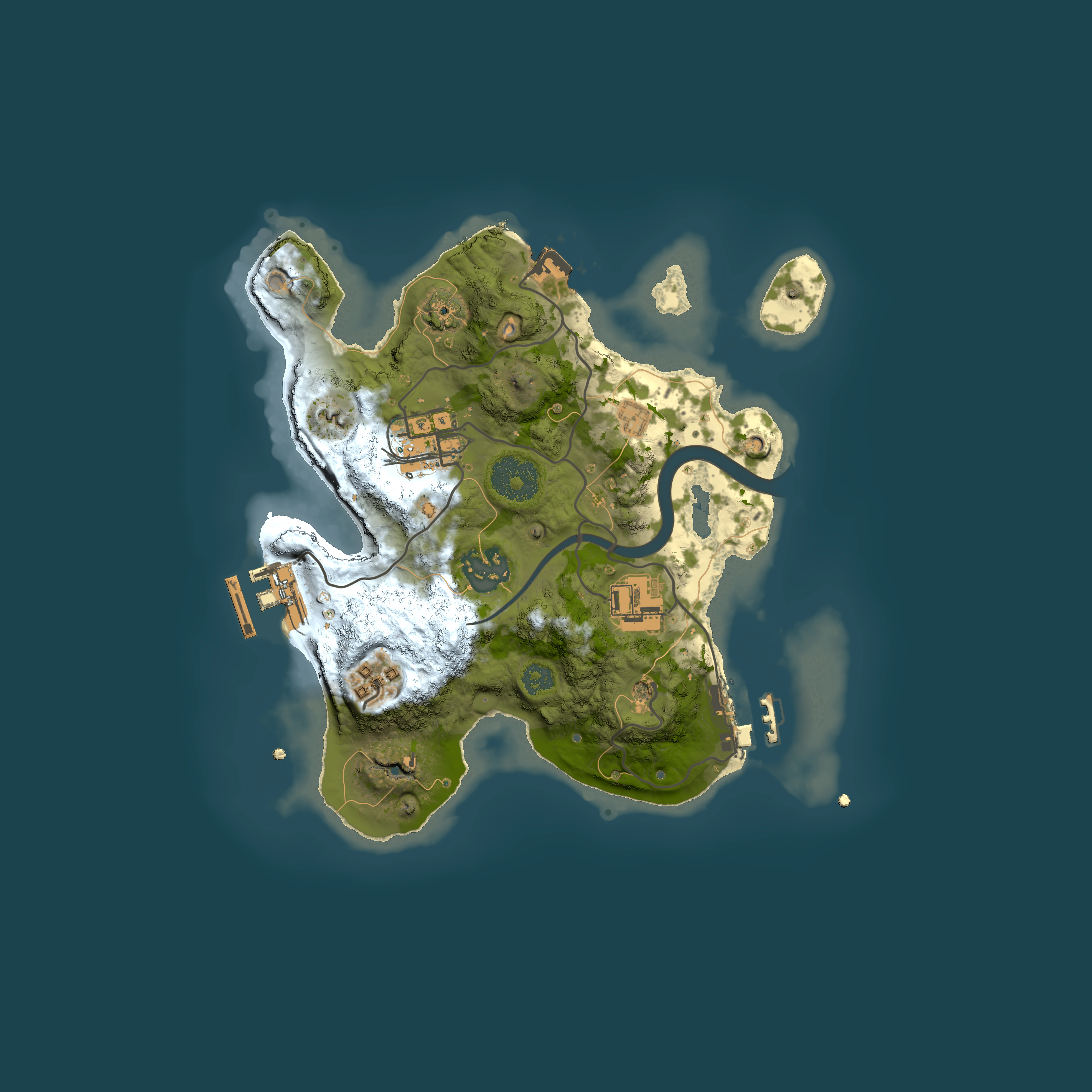 Full top-down render of Rust map seed 1399183707, 2500x2500m