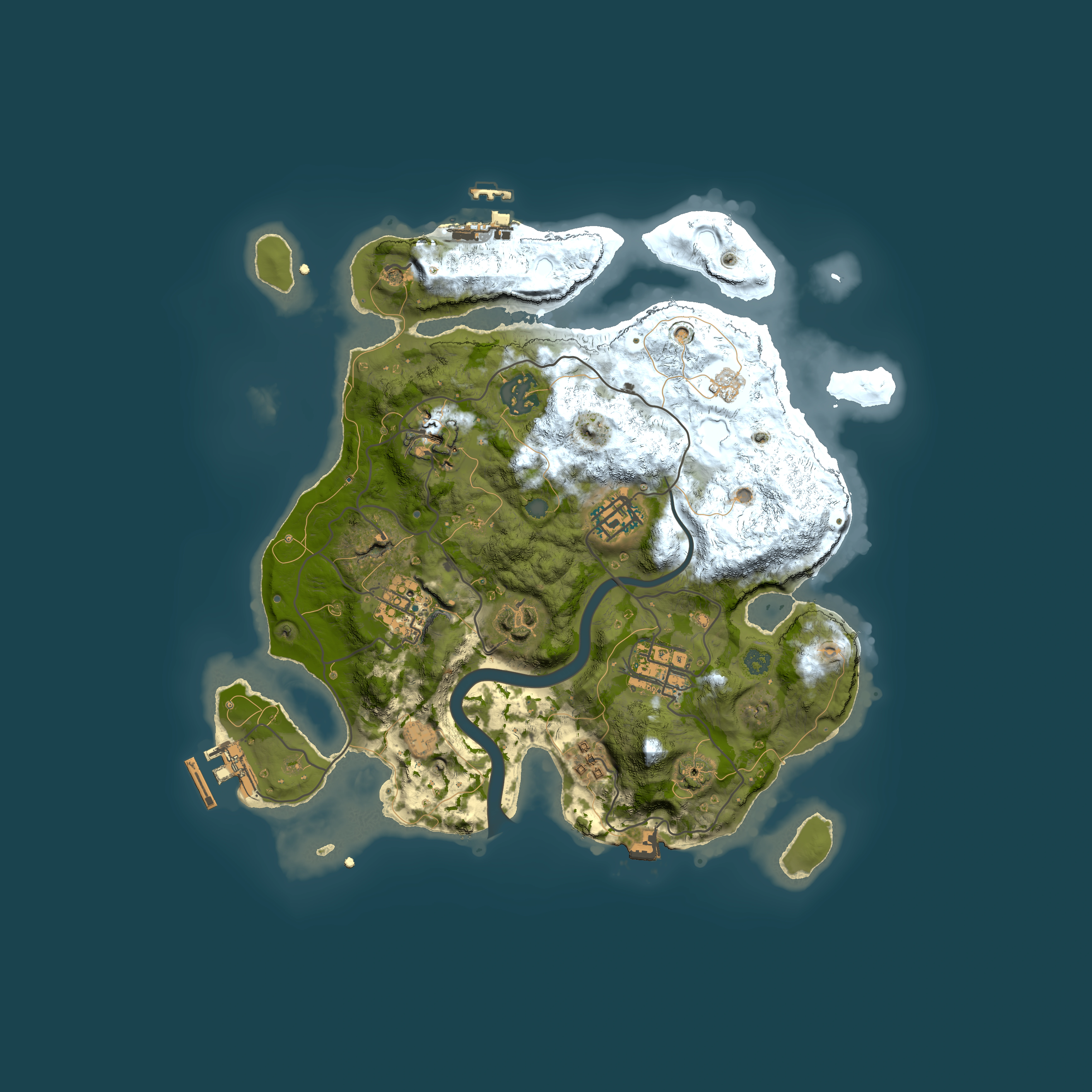 Full top-down render of Rust map seed 2146329448, 3000x3000m