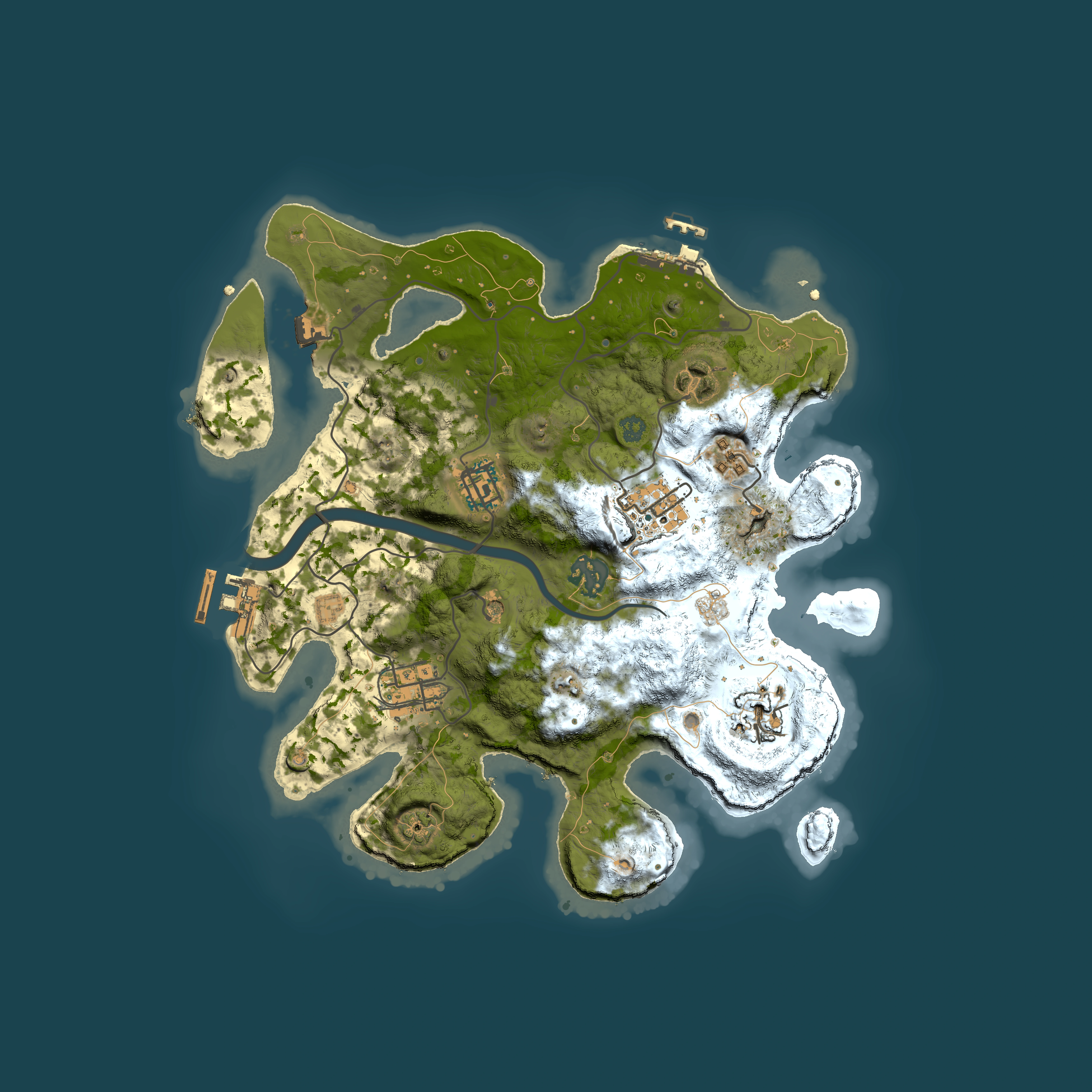 Full top-down render of Rust map seed 386616990, 3000x3000m