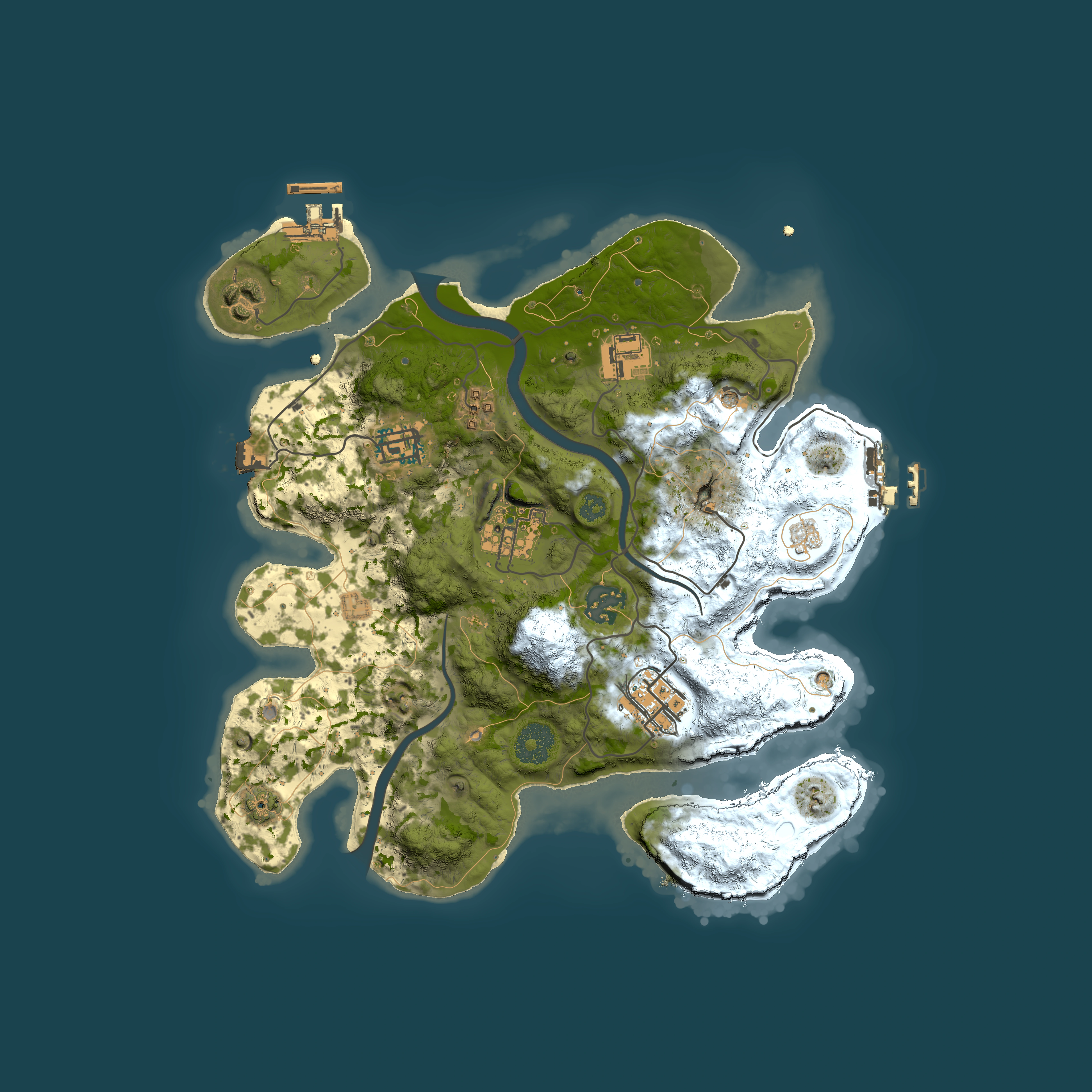 Full top-down render of Rust map seed 239352191, 3000x3000m