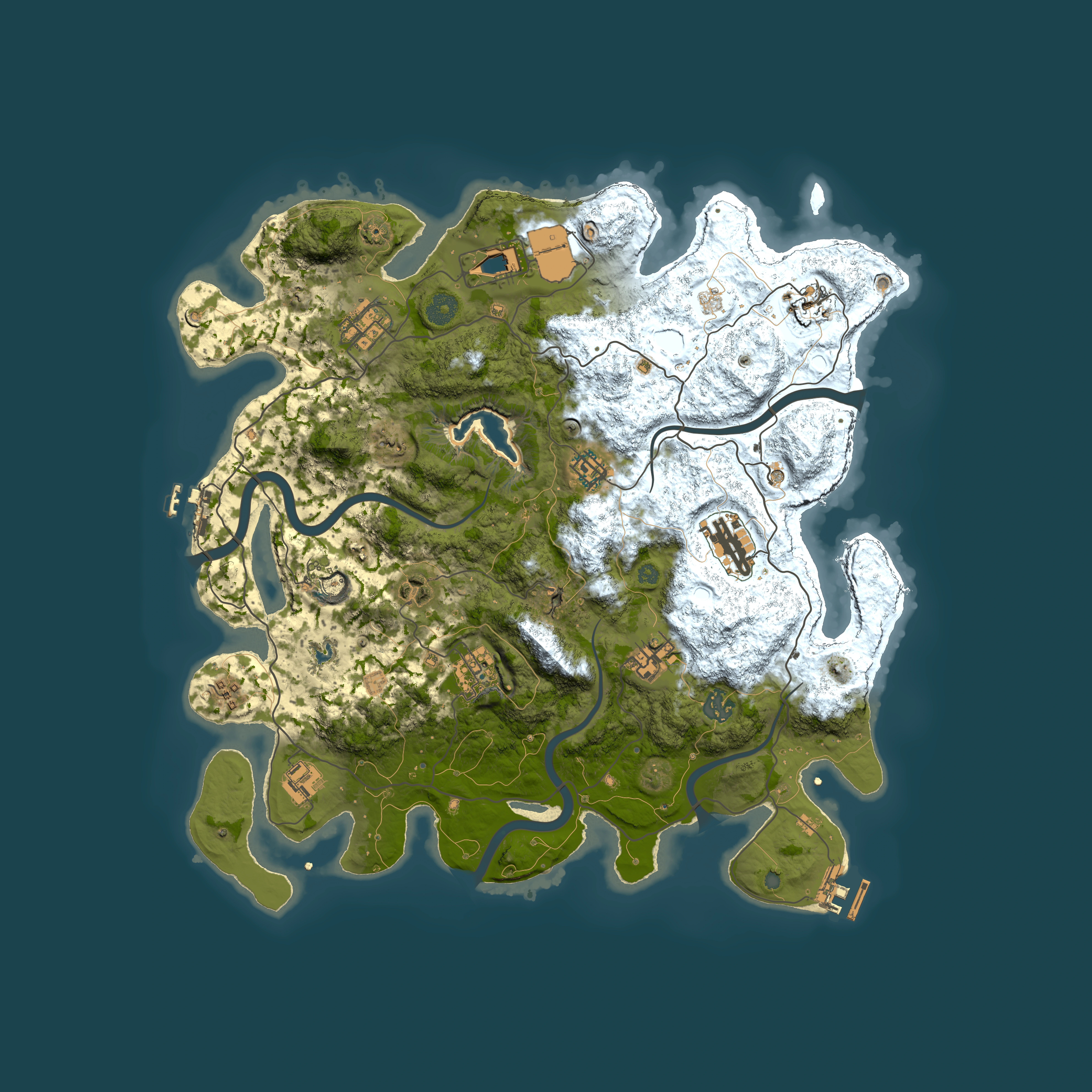 Full top-down render of Rust map seed 133889790, 4000x4000m