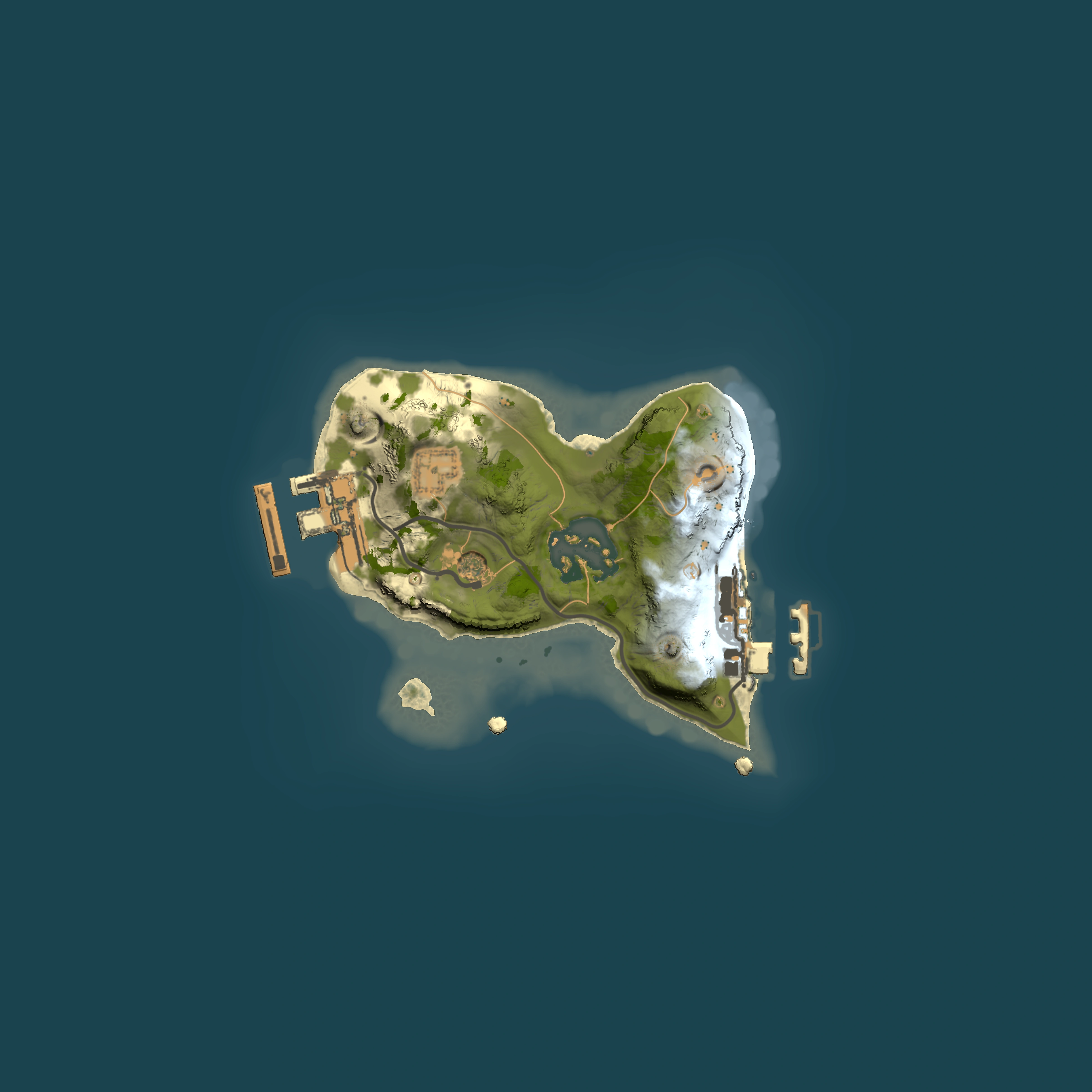 Full top-down render of Rust map seed 1433876491, 1500x1500m