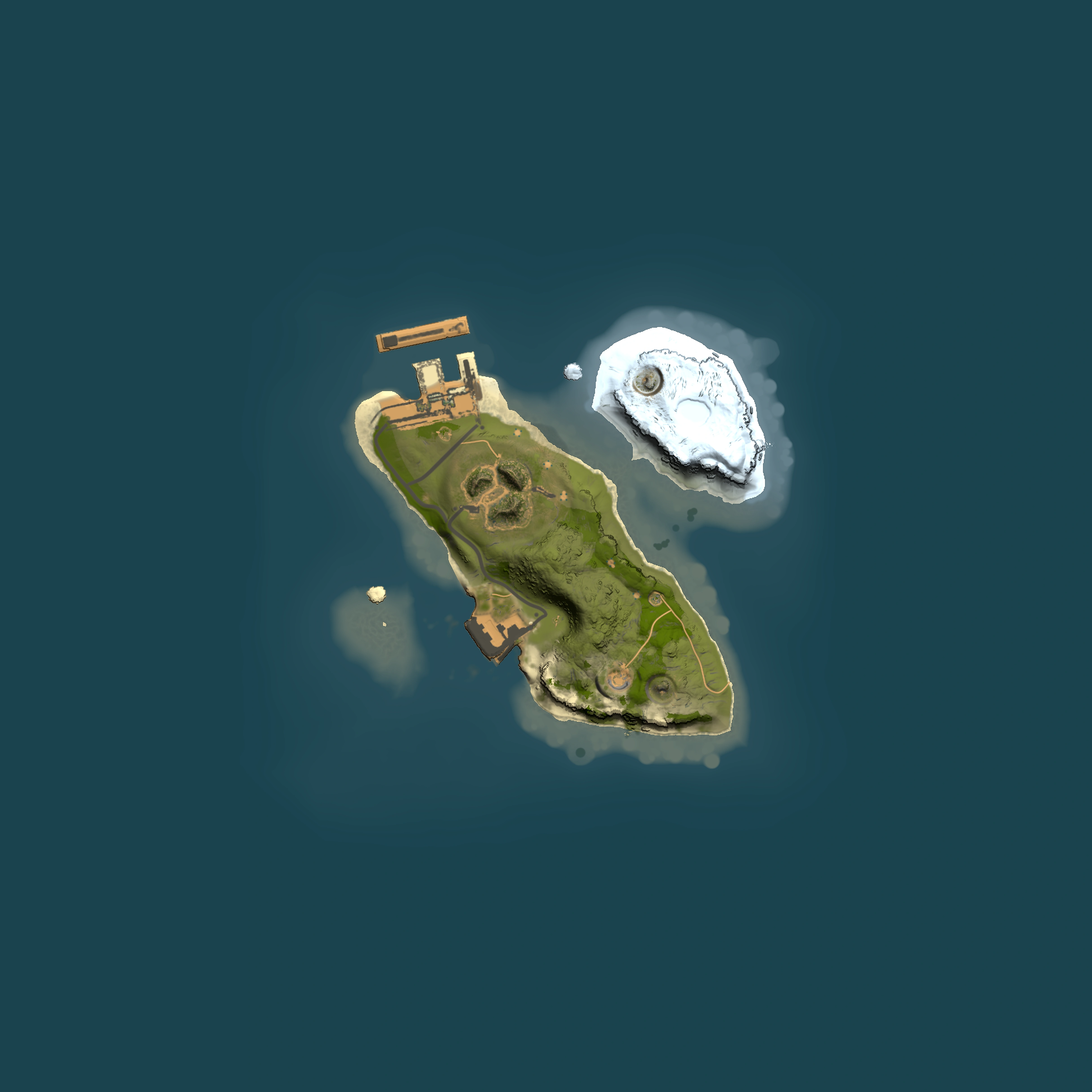 Full top-down render of Rust map seed 1176764219, 1500x1500m
