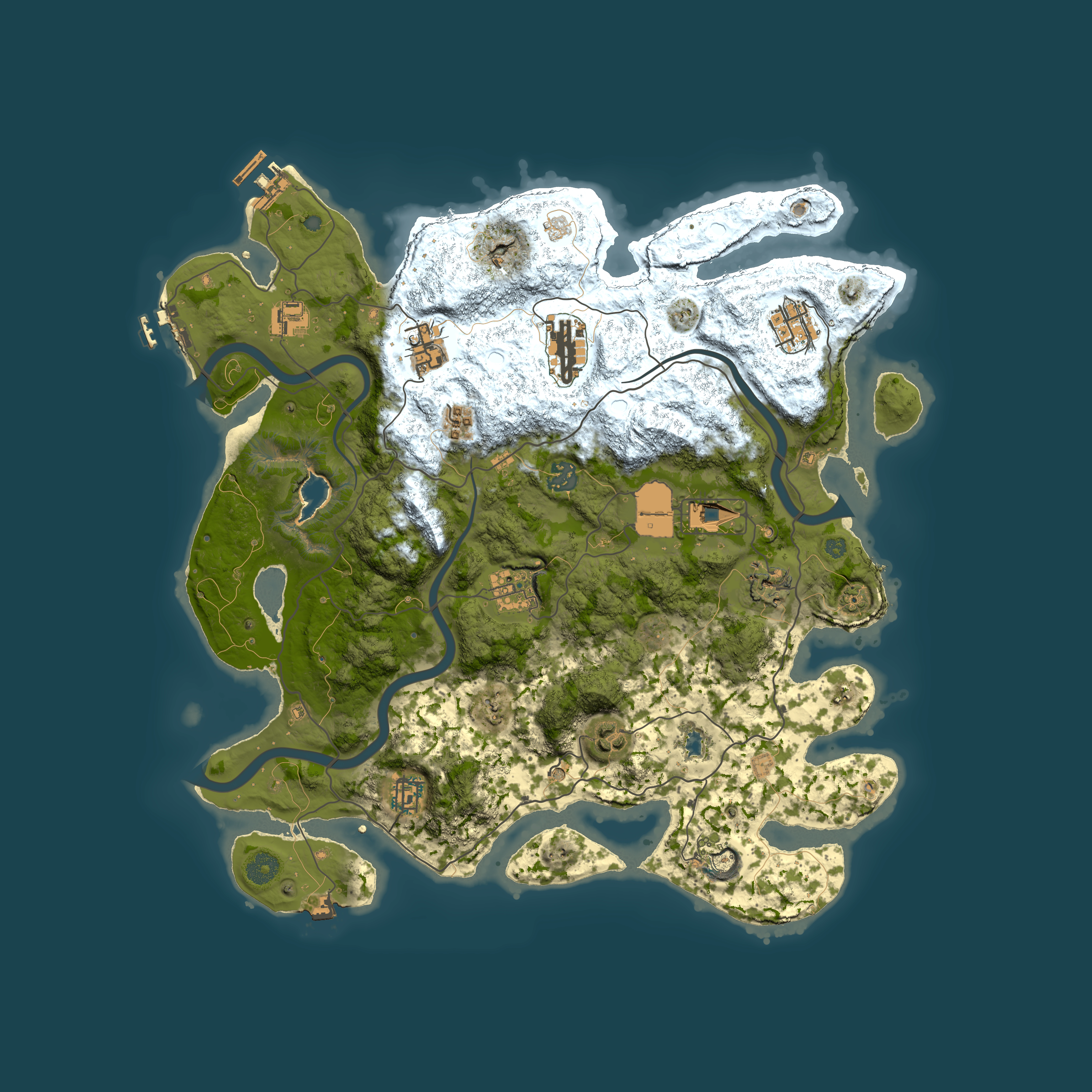 Full top-down render of Rust map seed 766637287, 4000x4000m