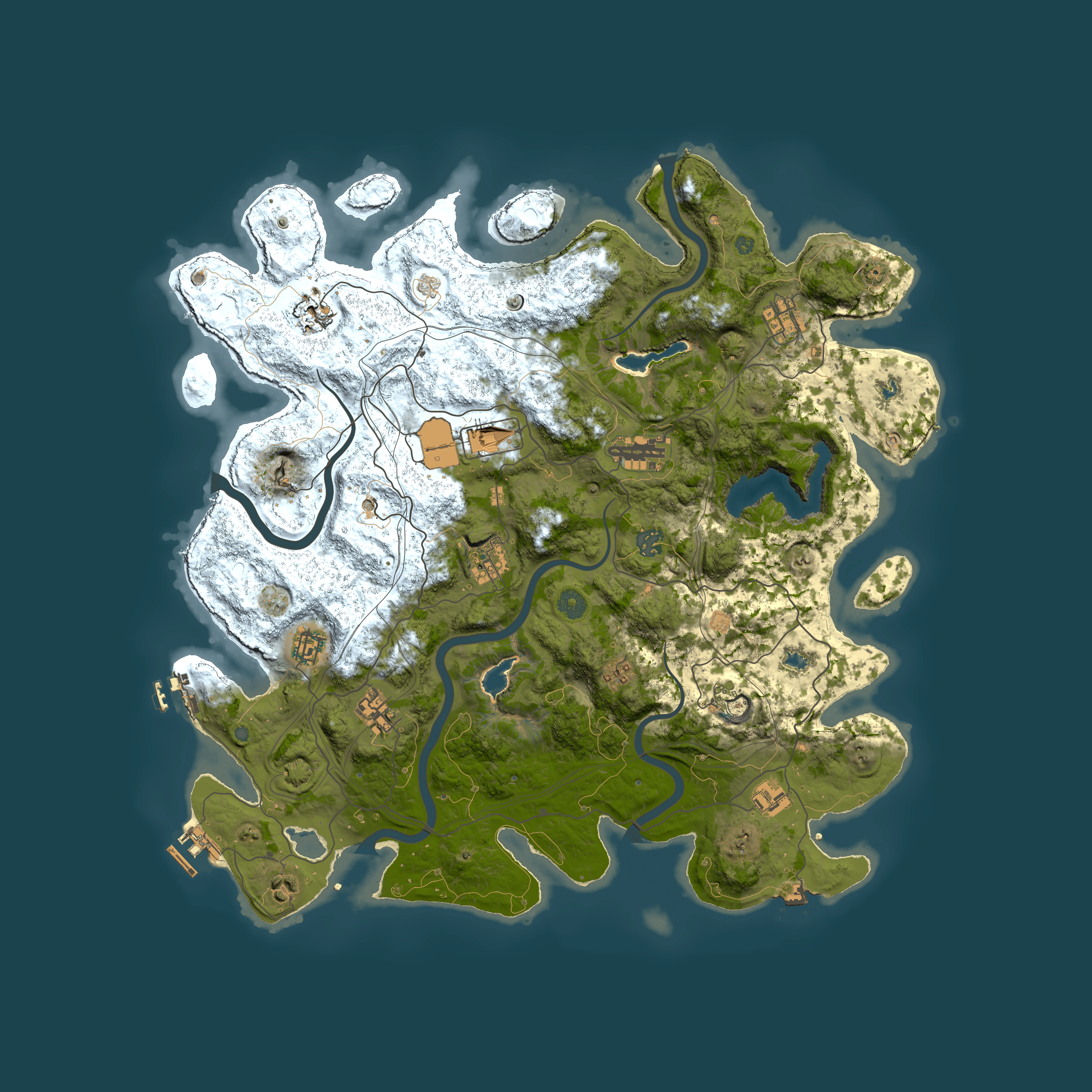 Full top-down render of Rust map seed 1312341132, 4500x4500m