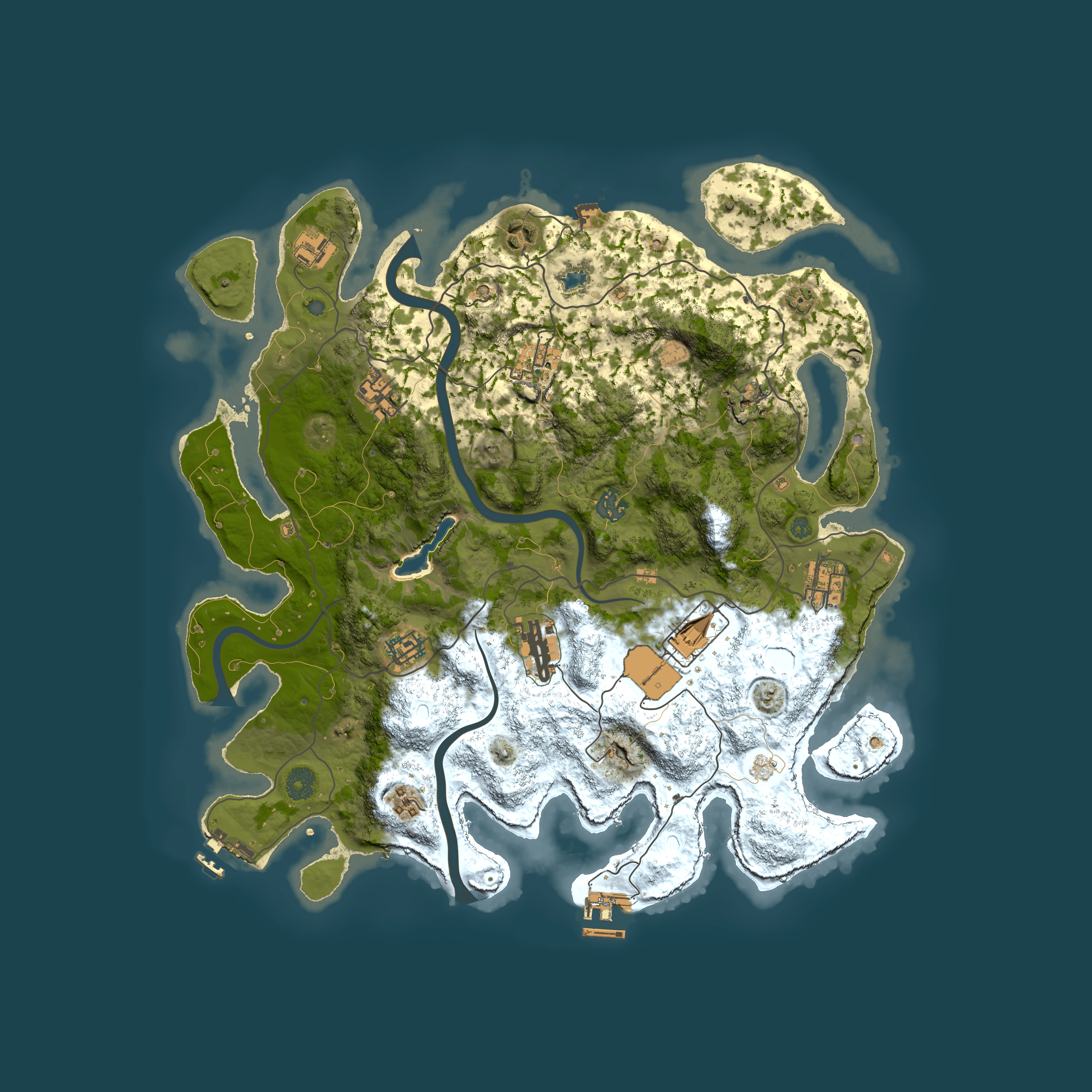 Full top-down render of Rust map seed 1498681140, 4000x4000m