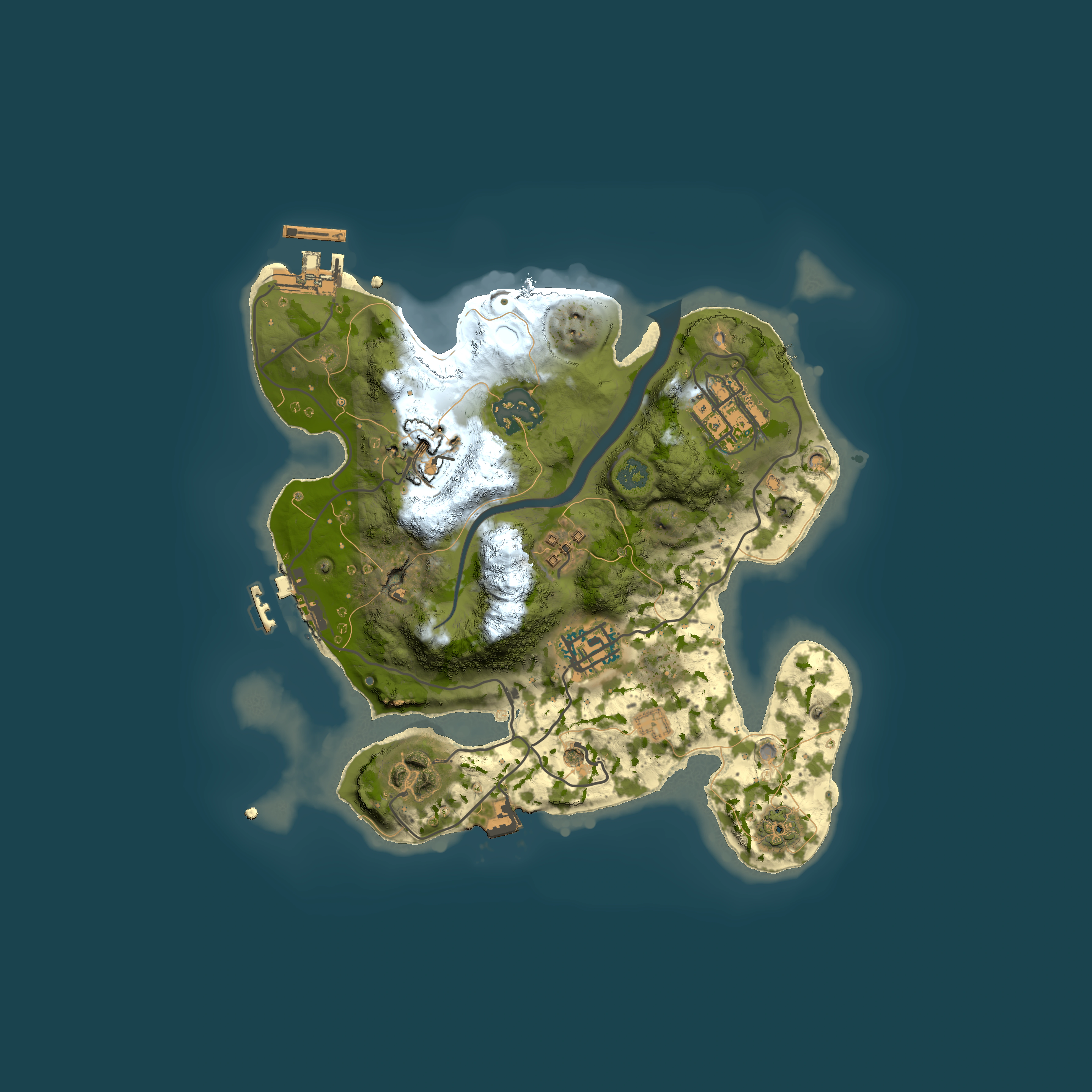 Full top-down render of Rust map seed 1876361128, 2500x2500m