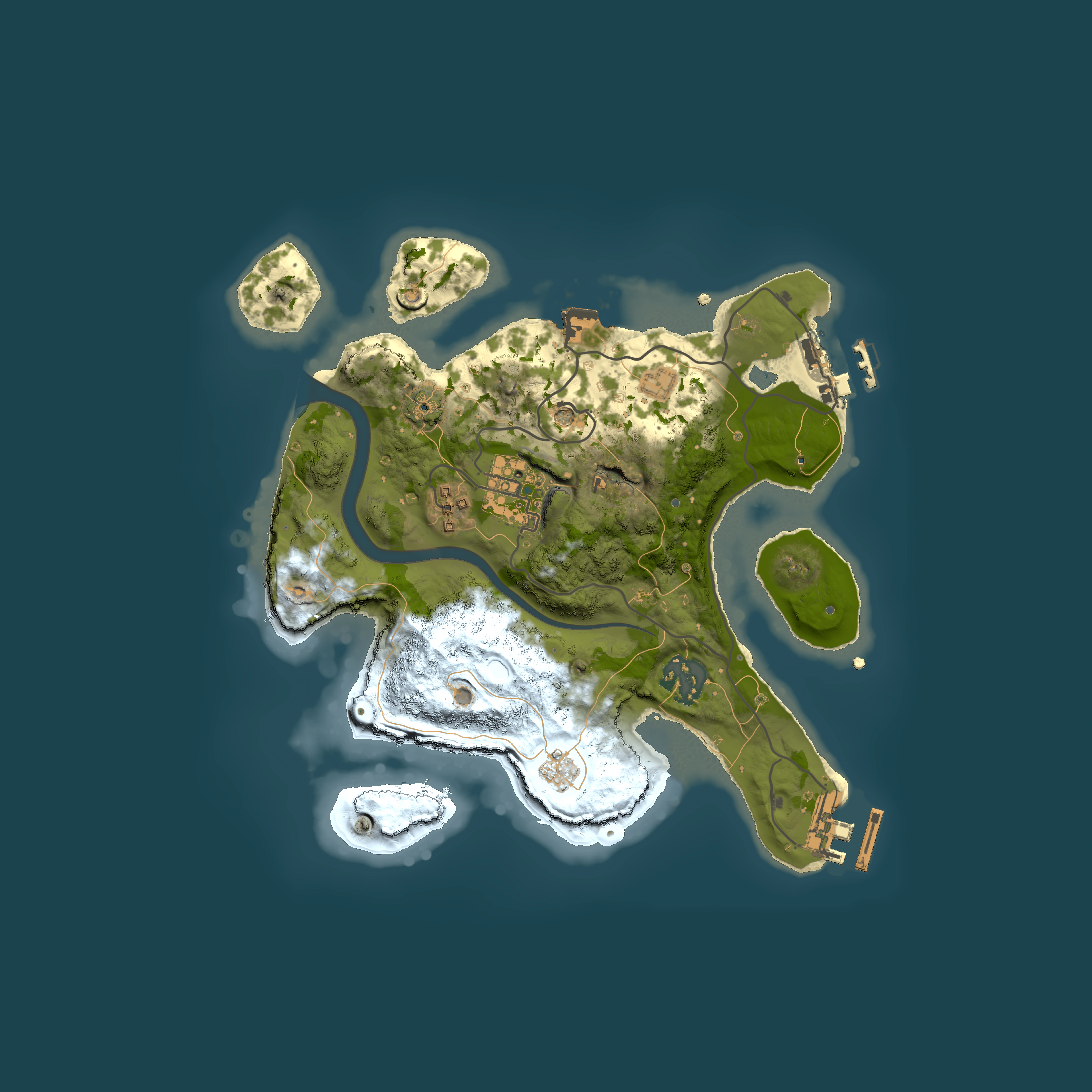 Full top-down render of Rust map seed 79590519, 2500x2500m