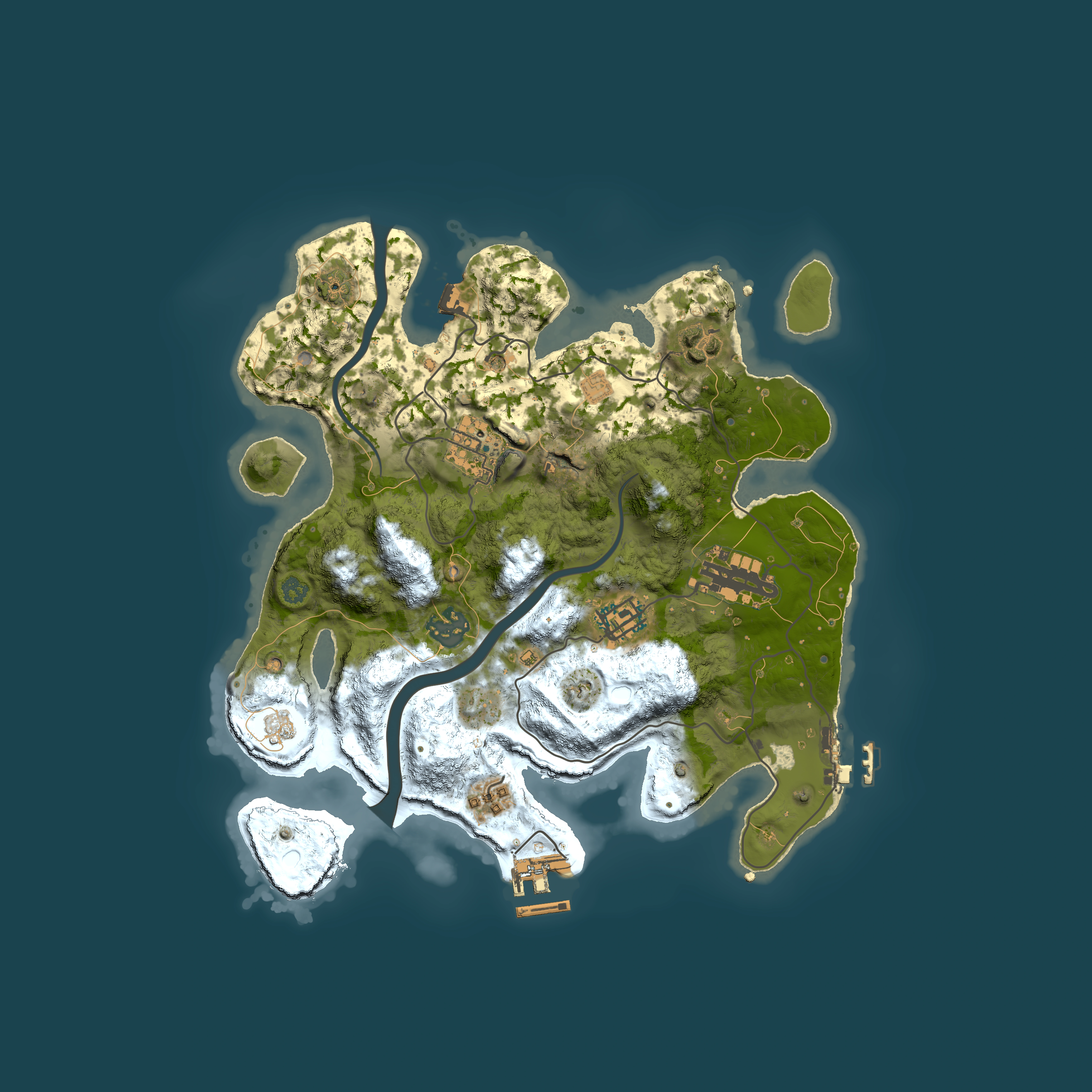 Full top-down render of Rust map seed 2120032464, 3000x3000m