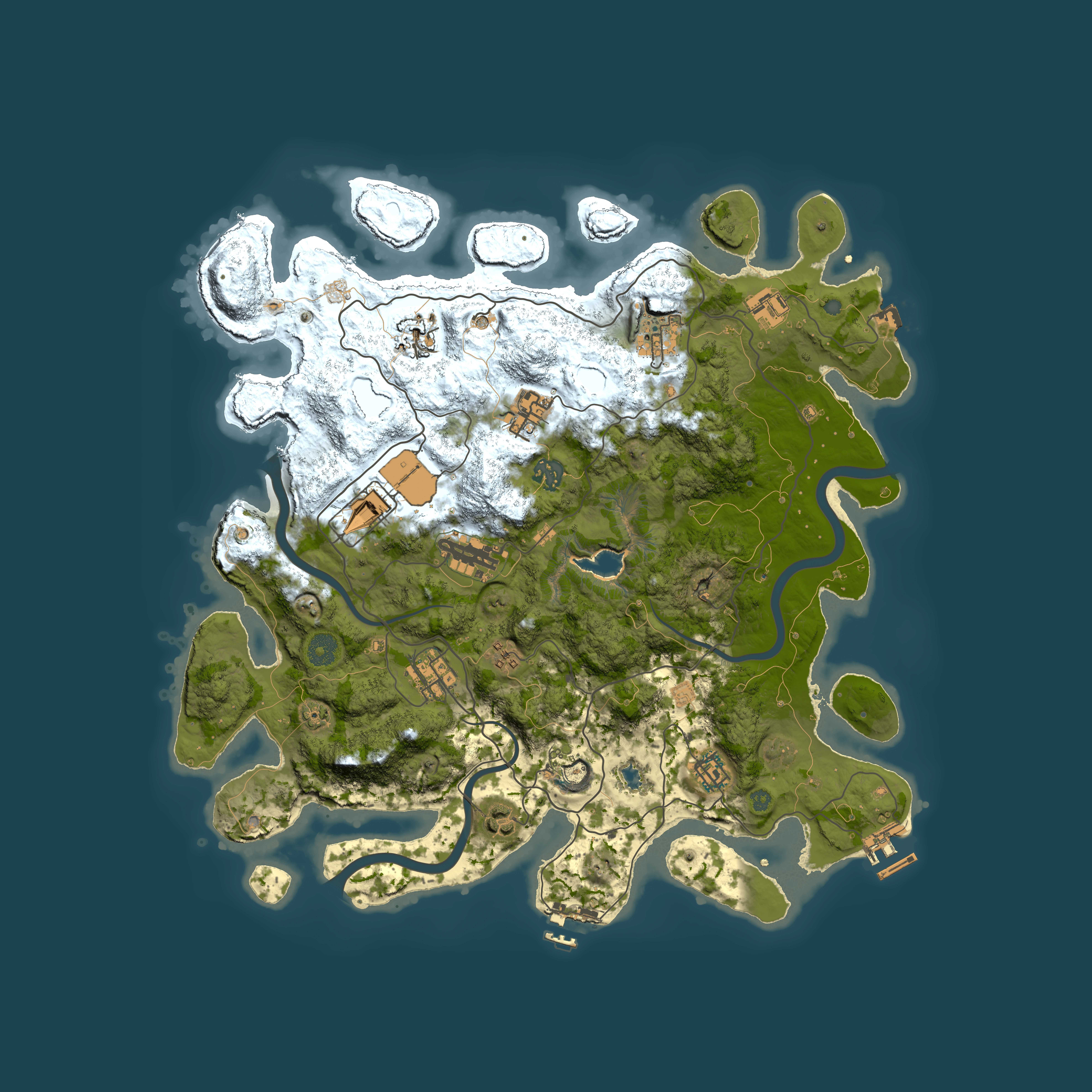 Full top-down render of Rust map seed 1637401532, 4000x4000m