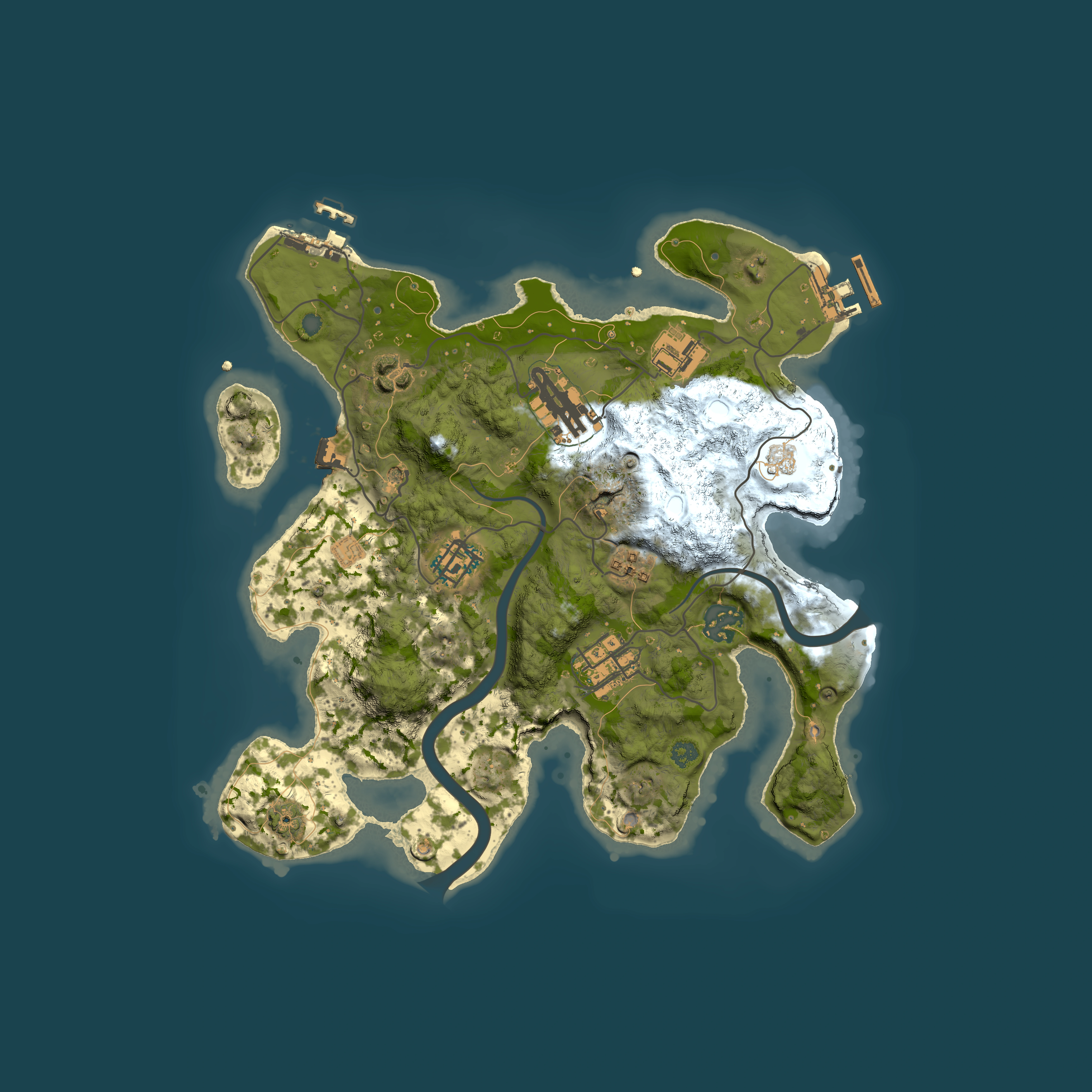 Full top-down render of Rust map seed 2054172396, 3000x3000m