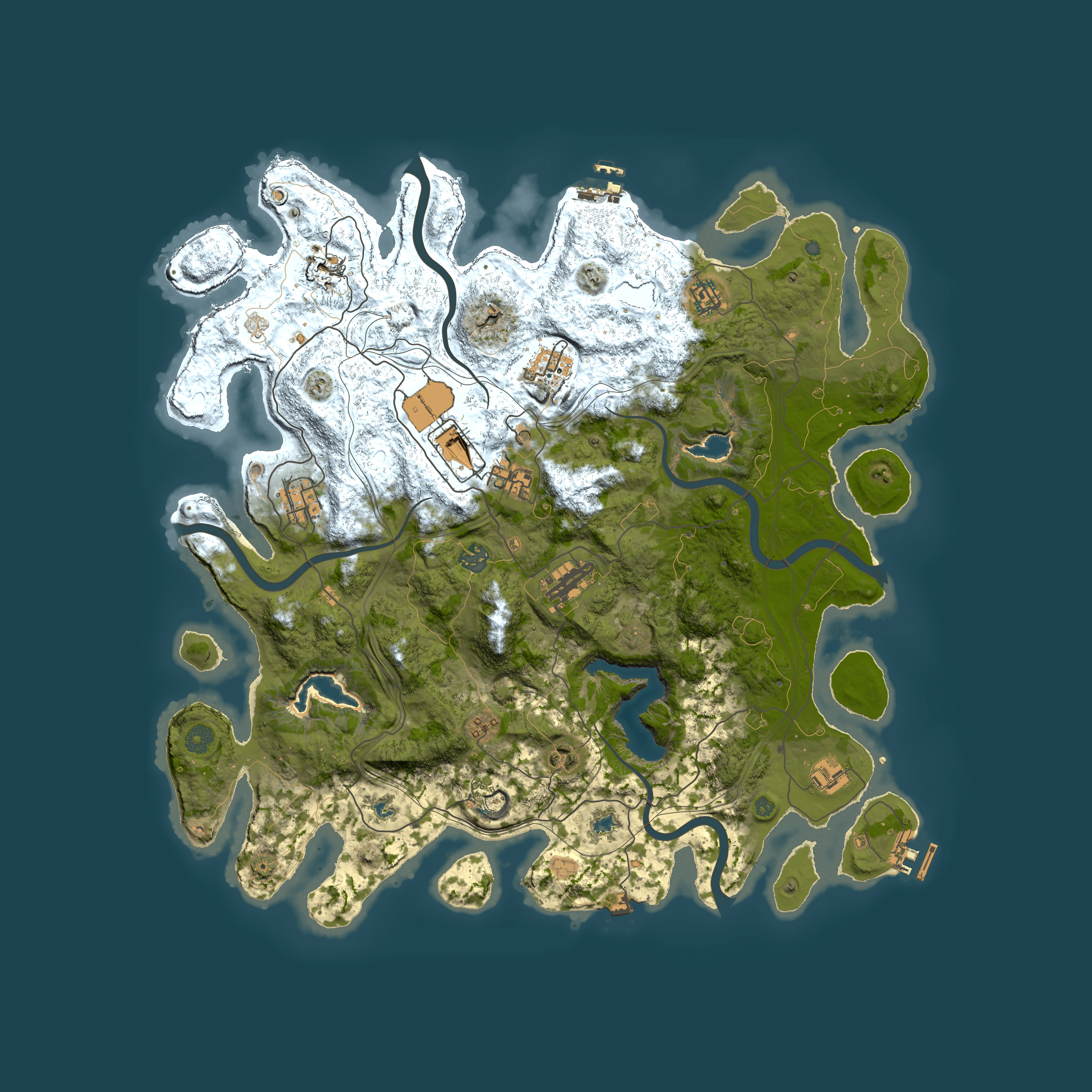 Full top-down render of Rust map seed 315016661, 4500x4500m