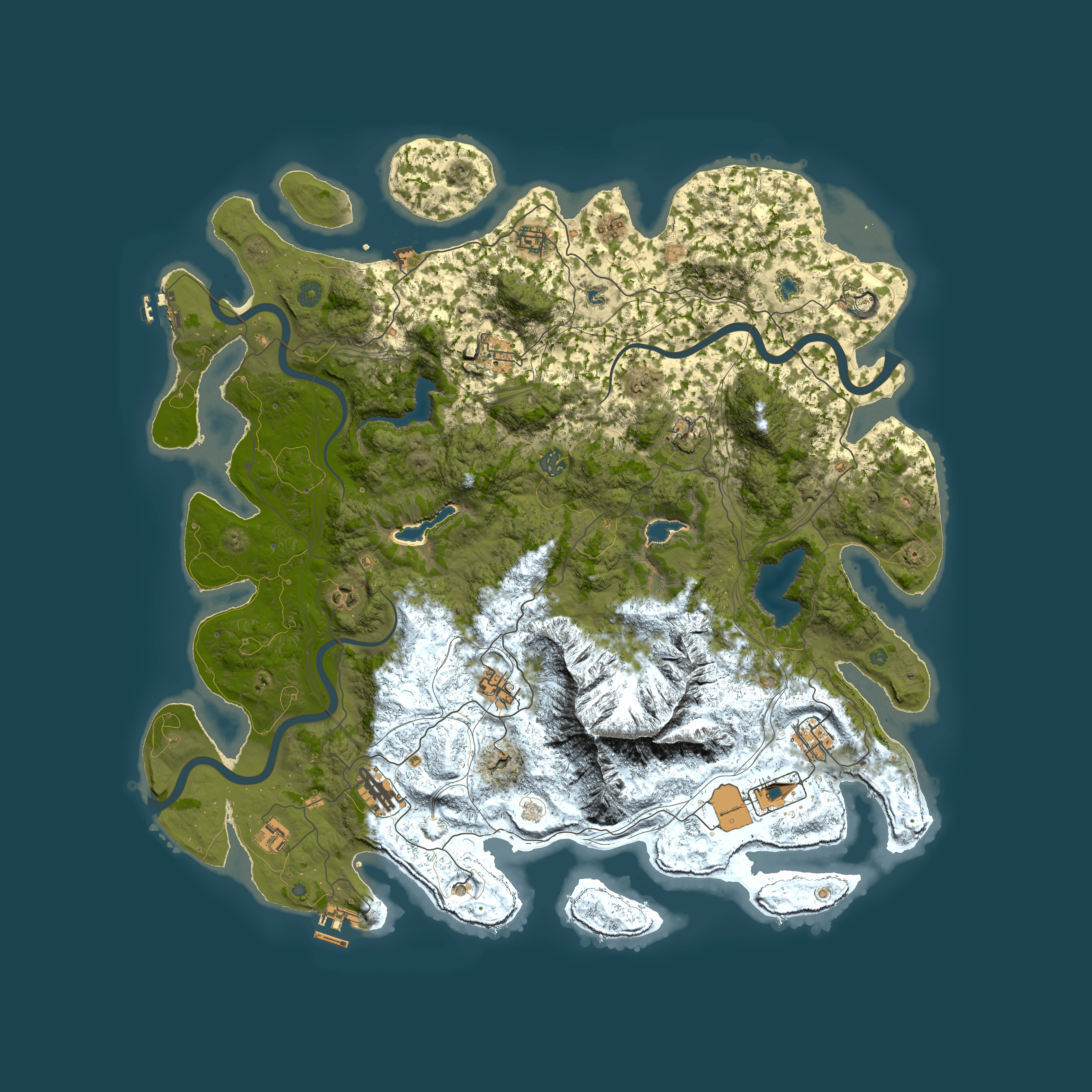 Full top-down render of Rust map seed 1011832006, 5000x5000m