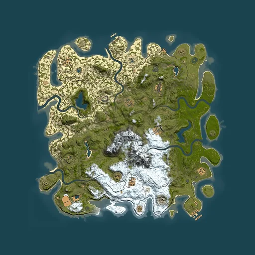 Rust map seed 466119243, 5000x5000m top-down preview