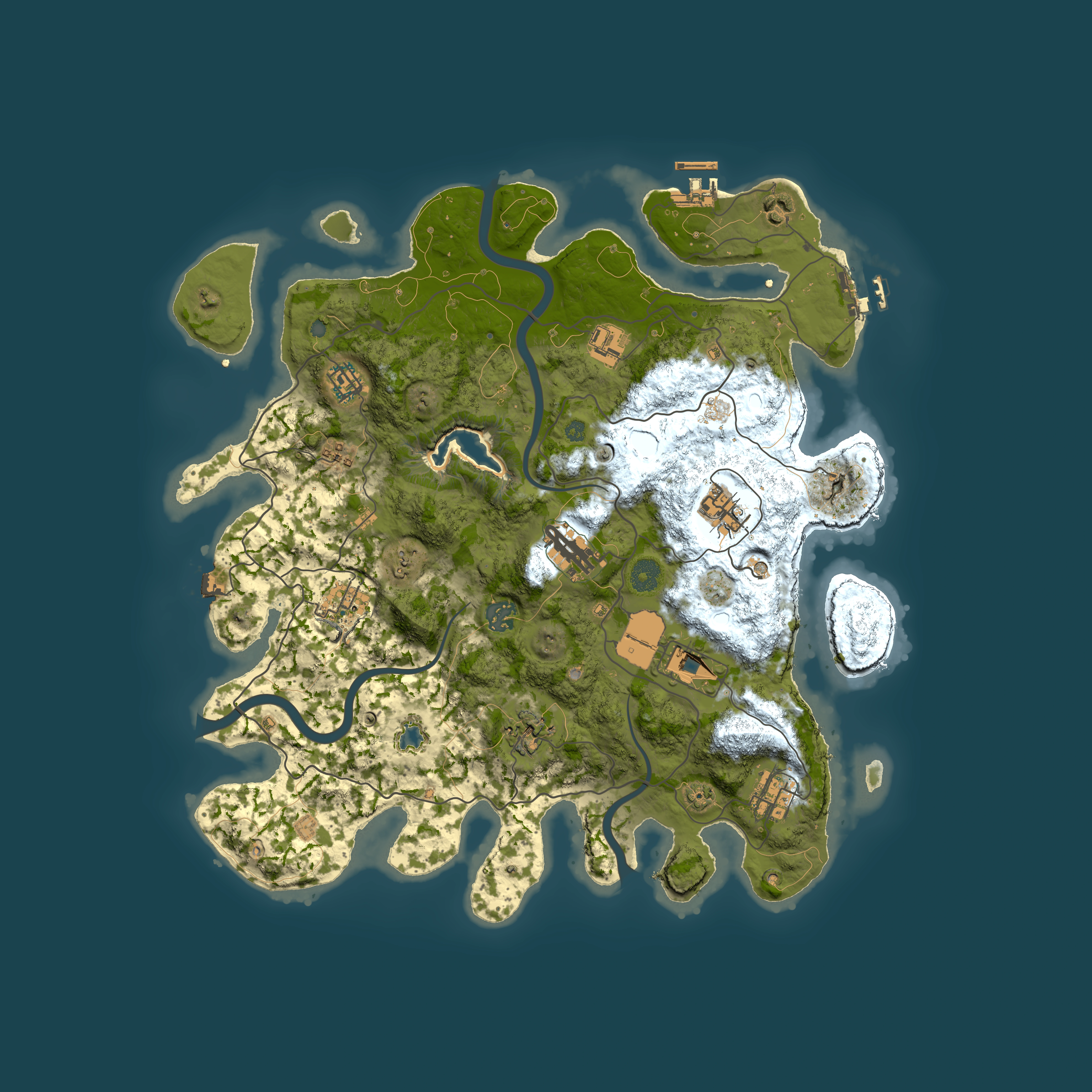 Full top-down render of Rust map seed 874888136, 4000x4000m
