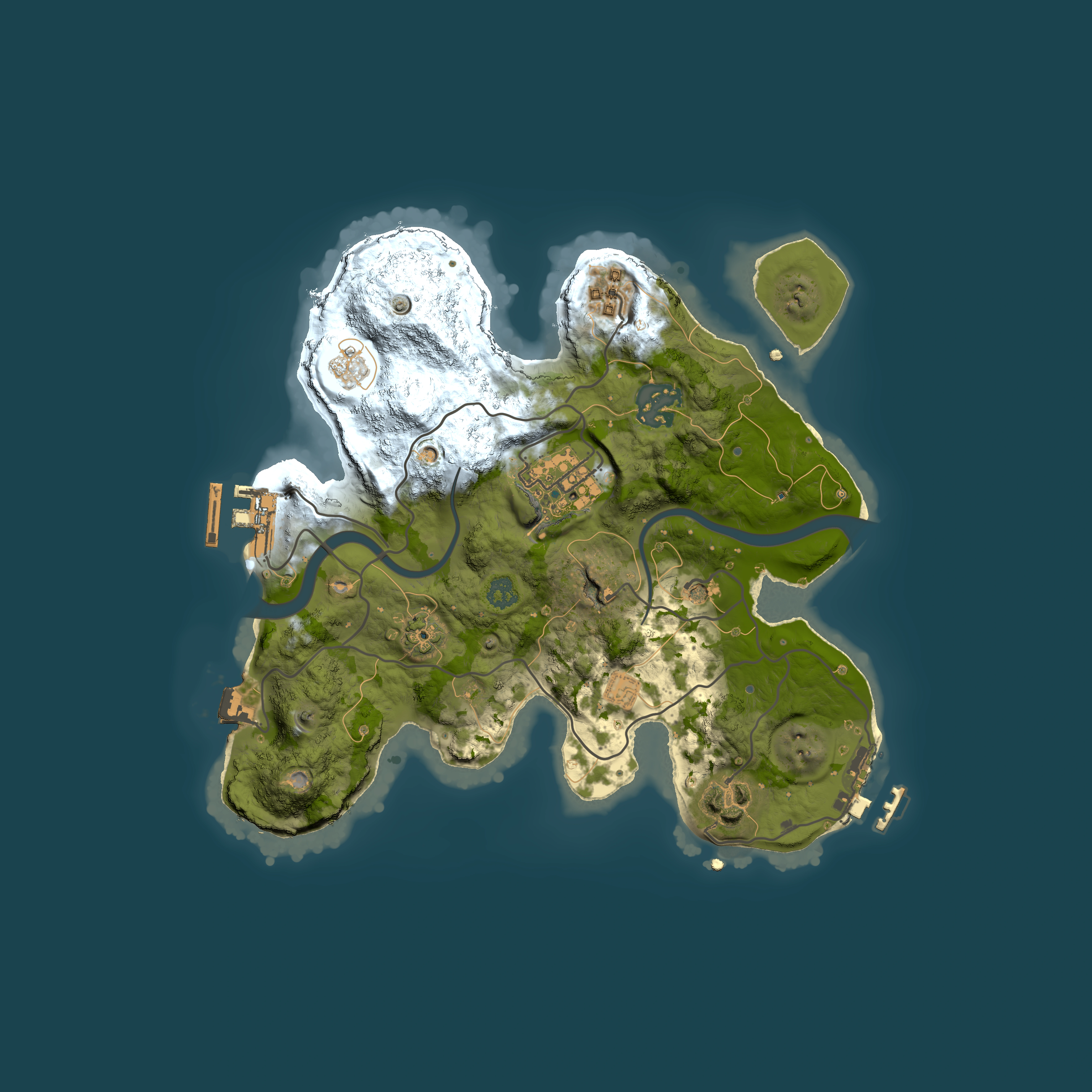 Full top-down render of Rust map seed 1356664690, 2500x2500m