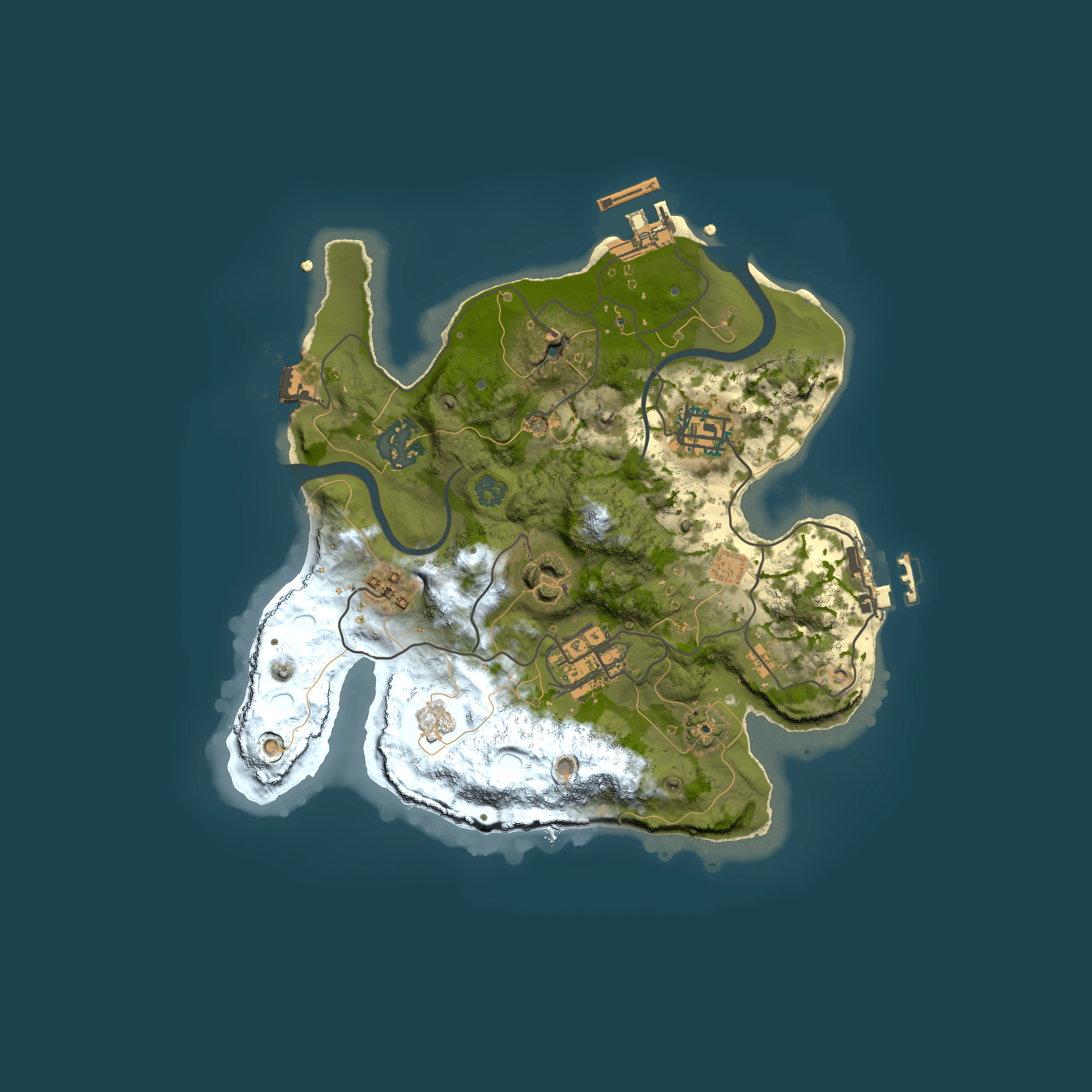 Full top-down render of Rust map seed 1467531257, 2500x2500m