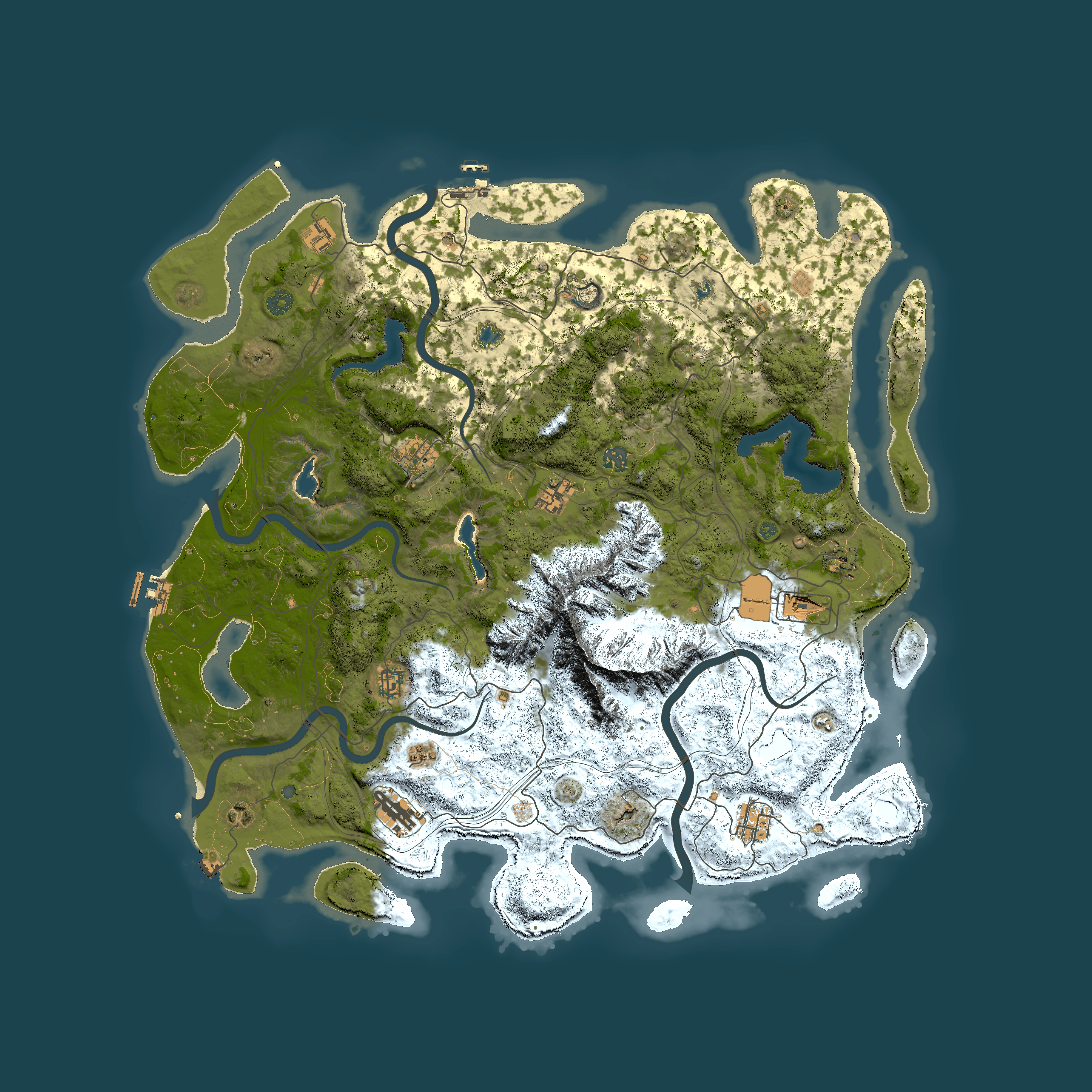 Full top-down render of Rust map seed 723229875, 5000x5000m