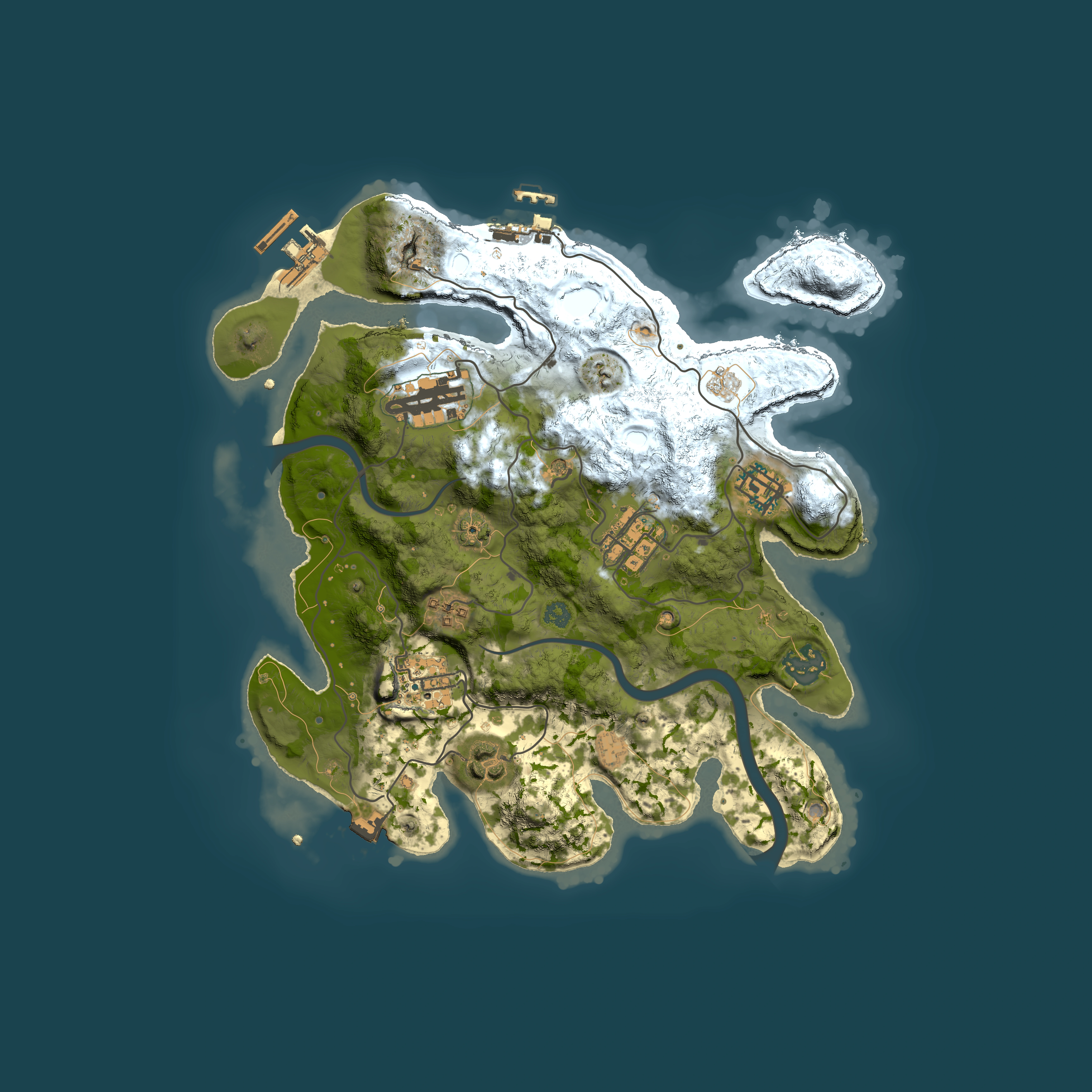 Full top-down render of Rust map seed 1091331568, 3000x3000m