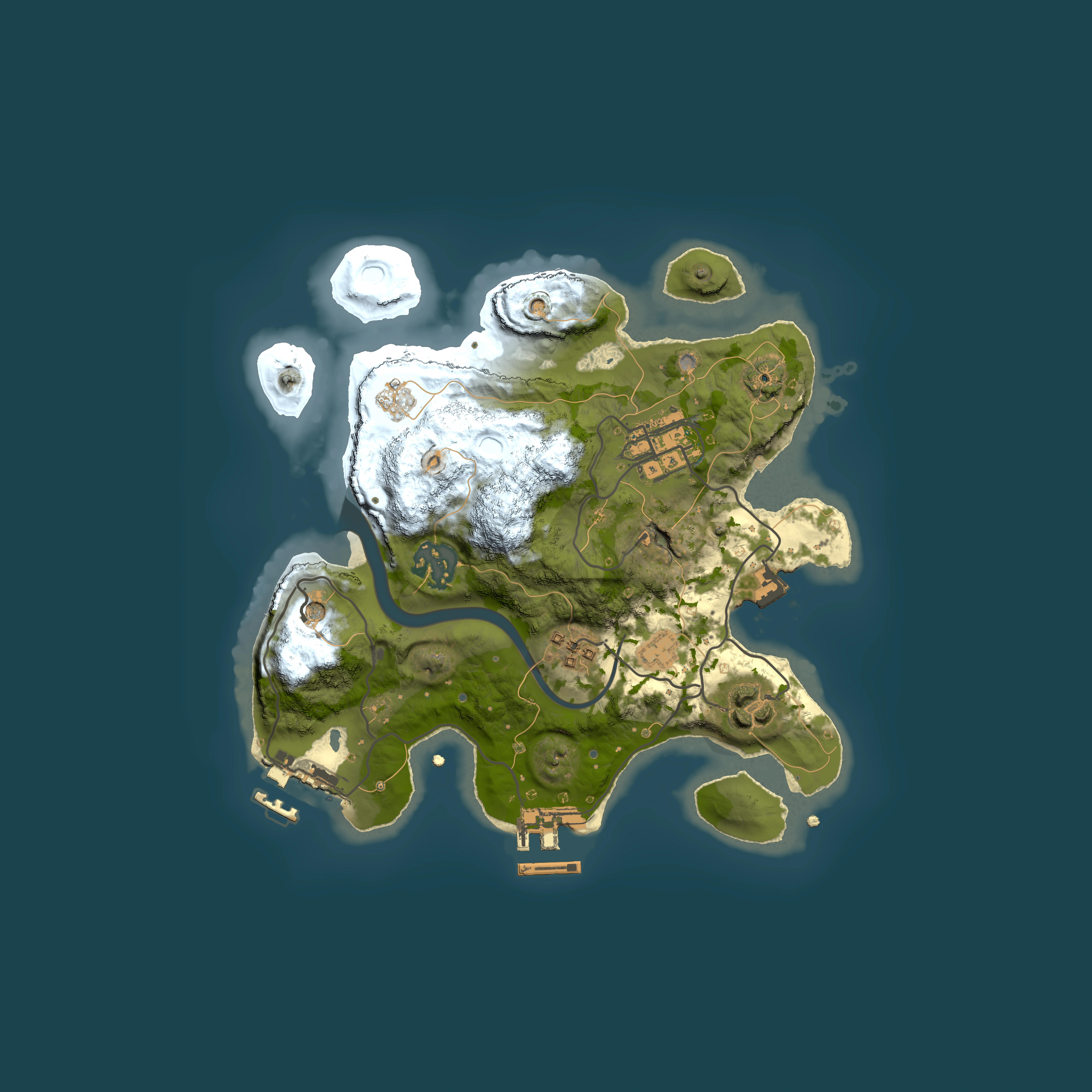 Full top-down render of Rust map seed 1203699309, 2500x2500m