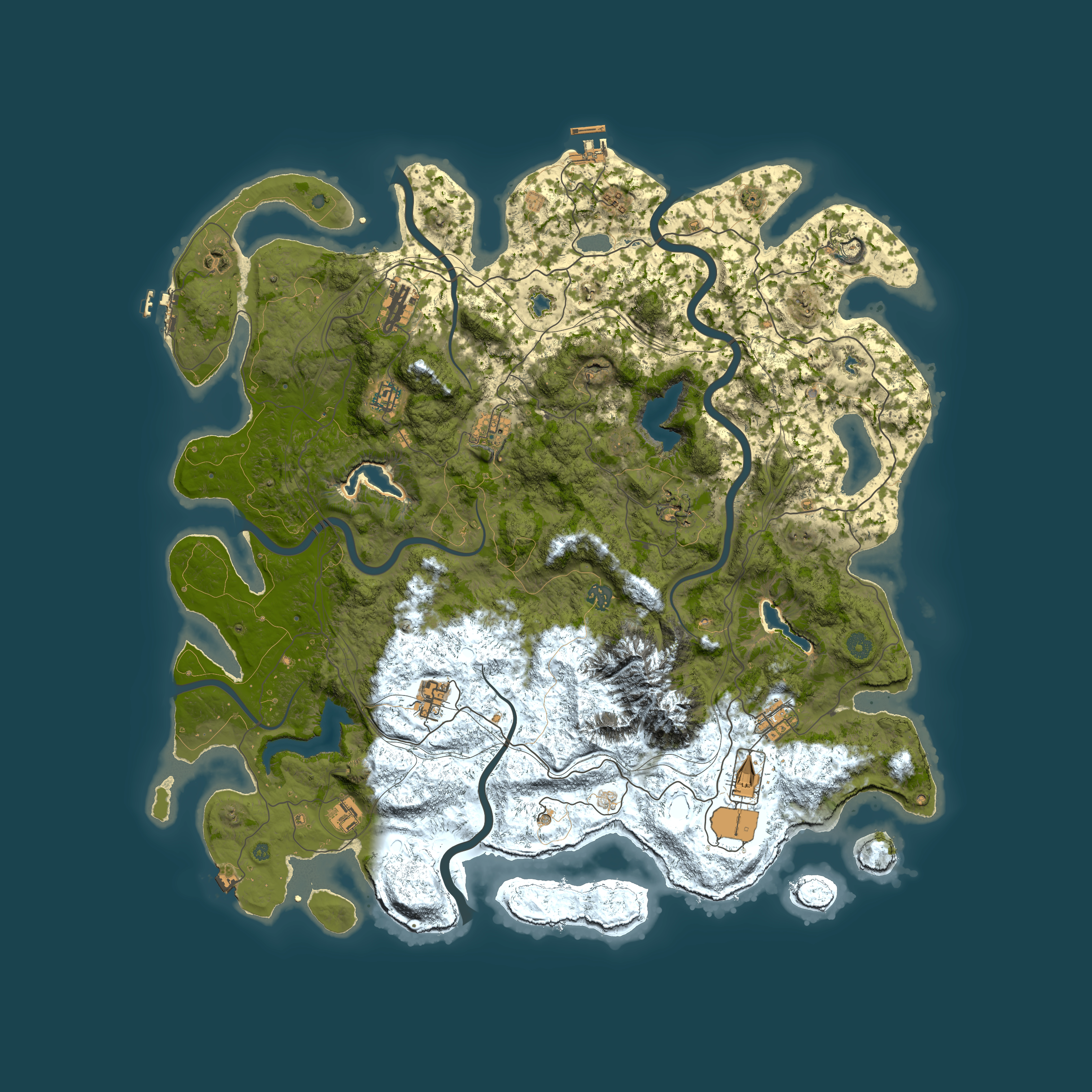 Full top-down render of Rust map seed 22298251, 5000x5000m