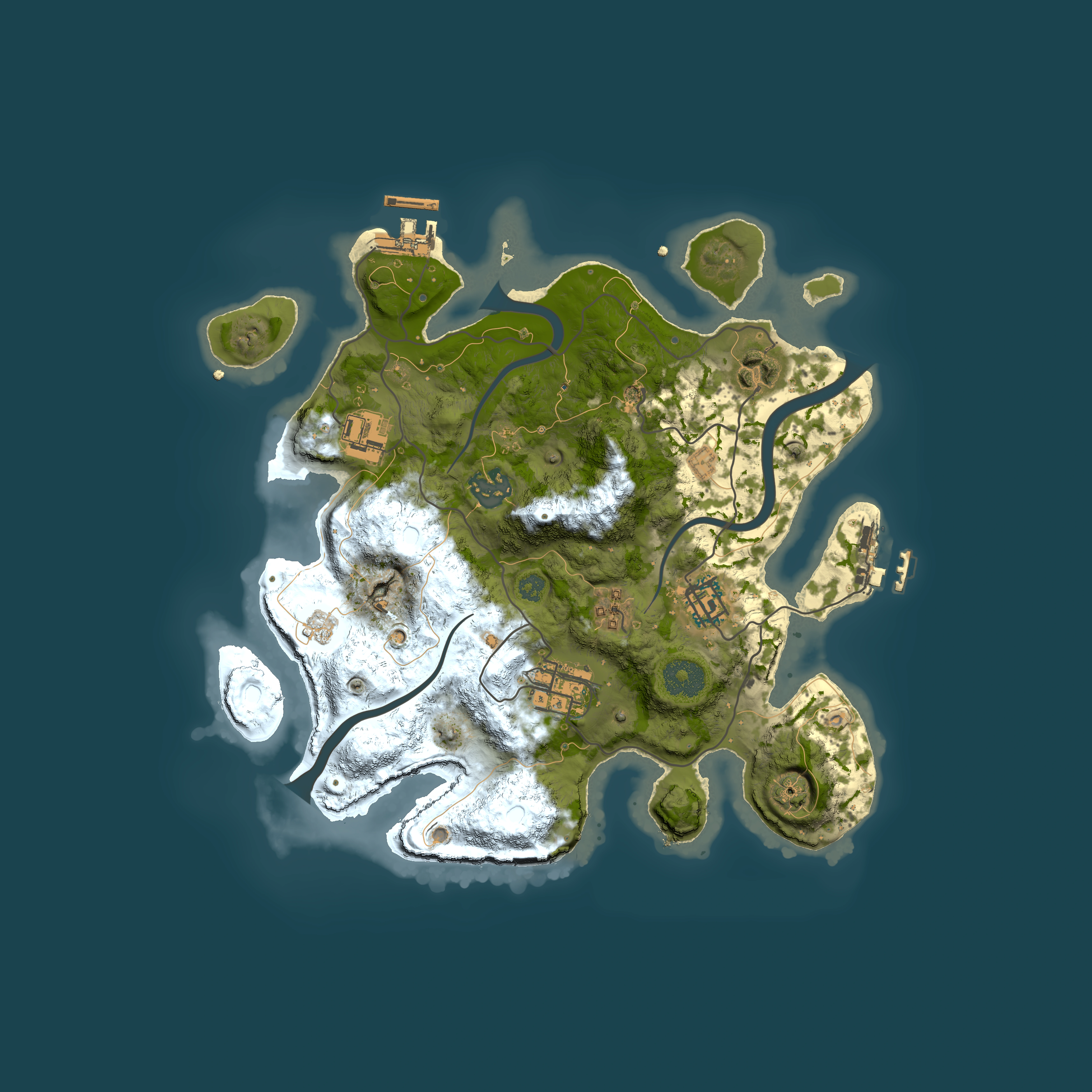 Full top-down render of Rust map seed 901510945, 3000x3000m