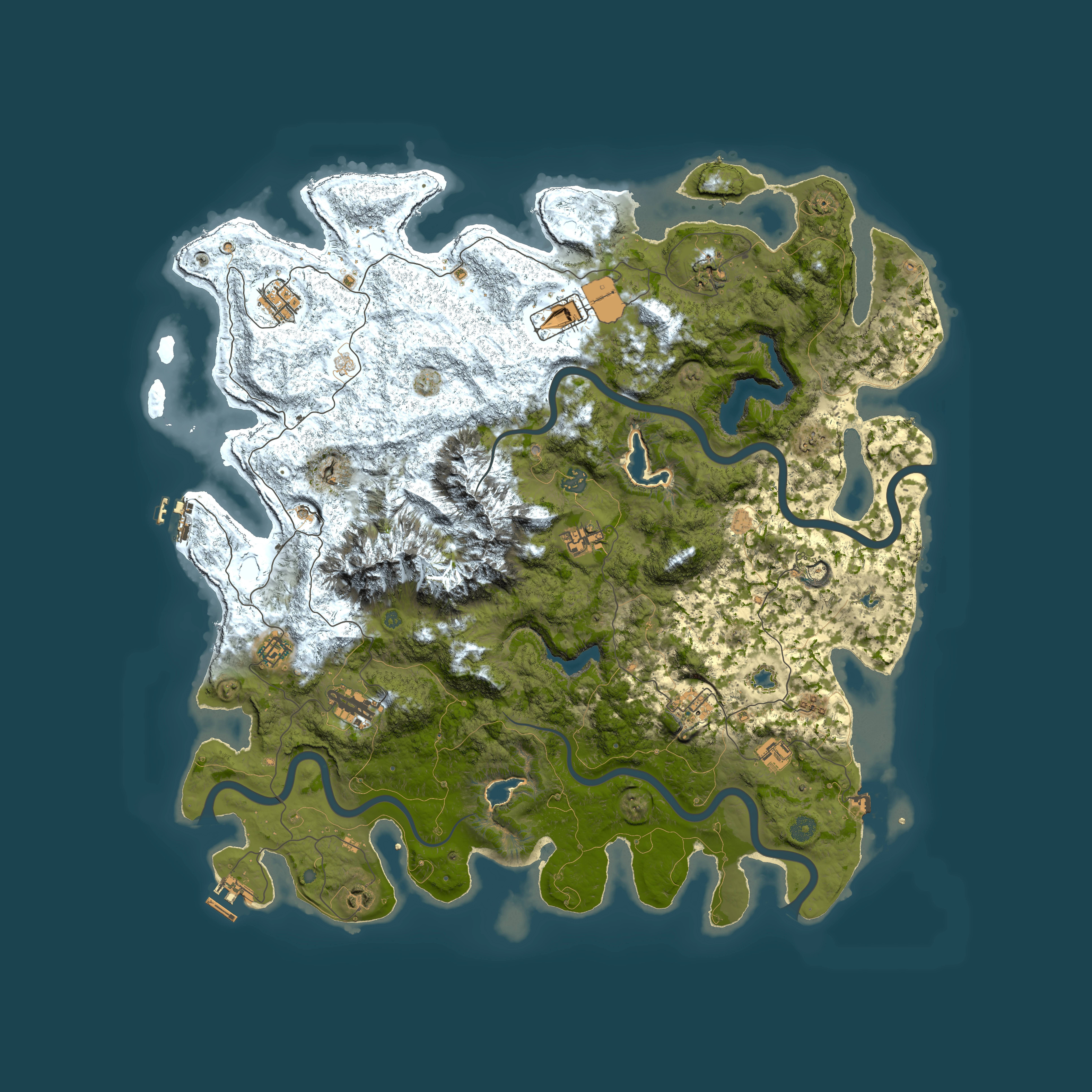Full top-down render of Rust map seed 1813422460, 5000x5000m