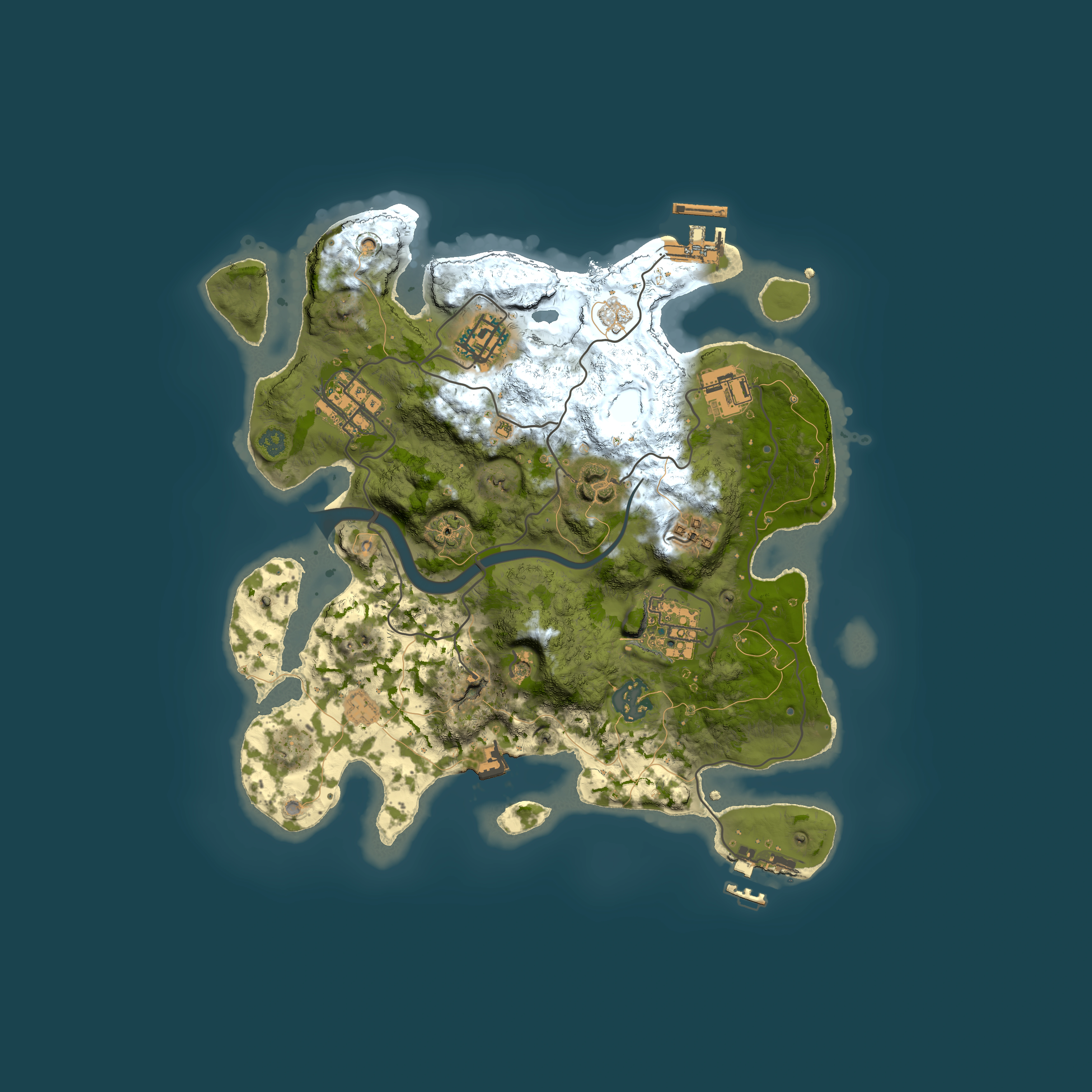 Full top-down render of Rust map seed 464884975, 3000x3000m