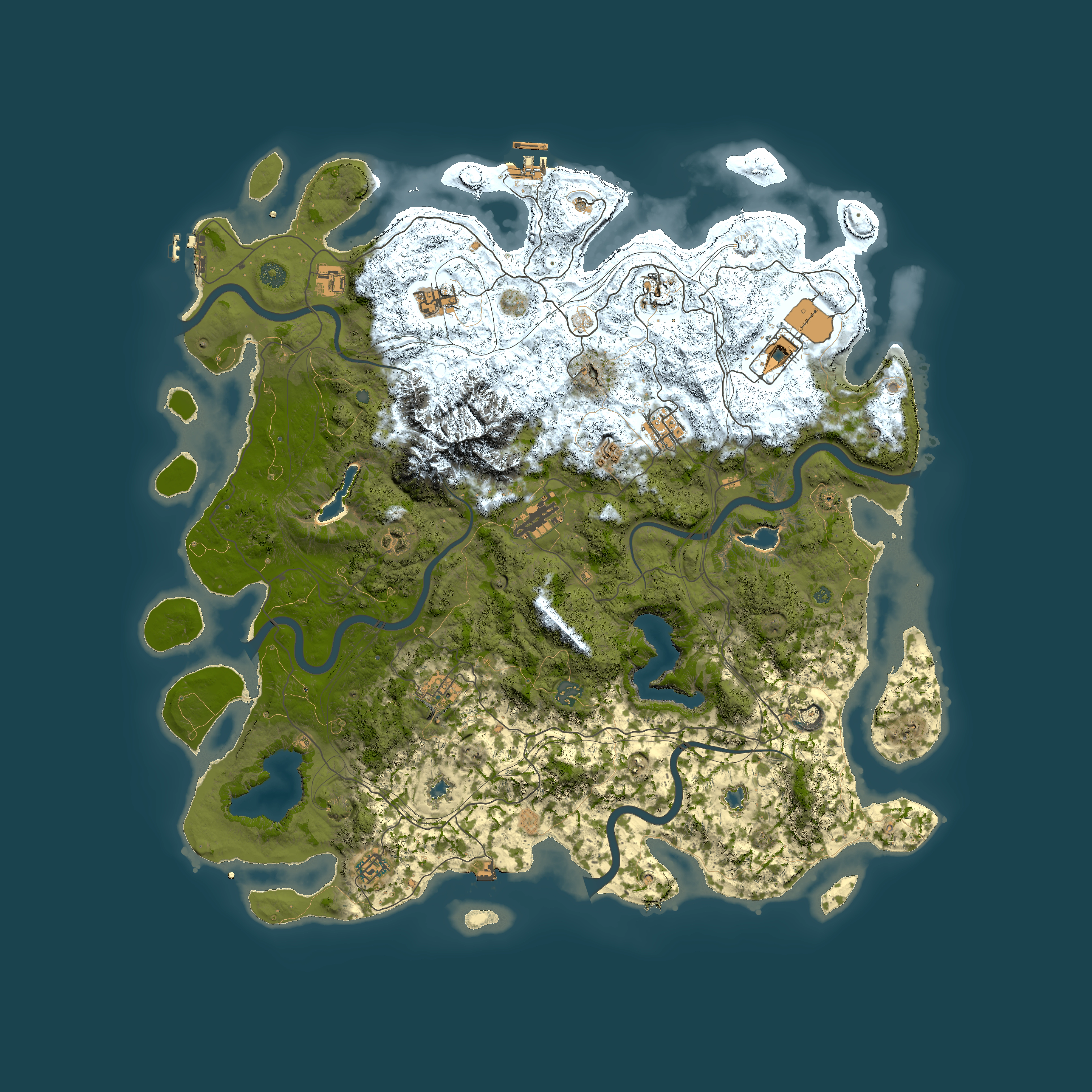 Full top-down render of Rust map seed 1573428707, 5000x5000m