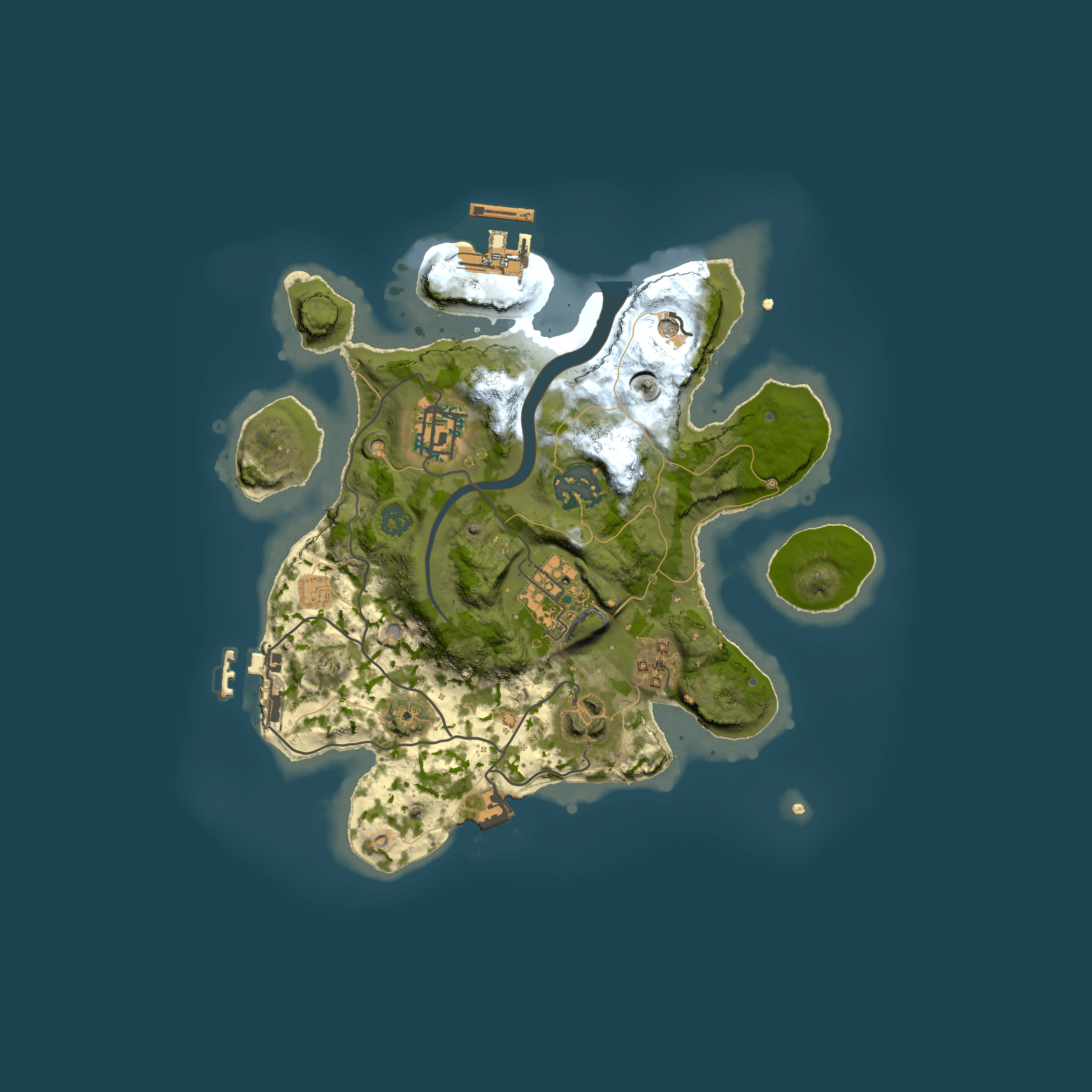 Full top-down render of Rust map seed 458826511, 2500x2500m