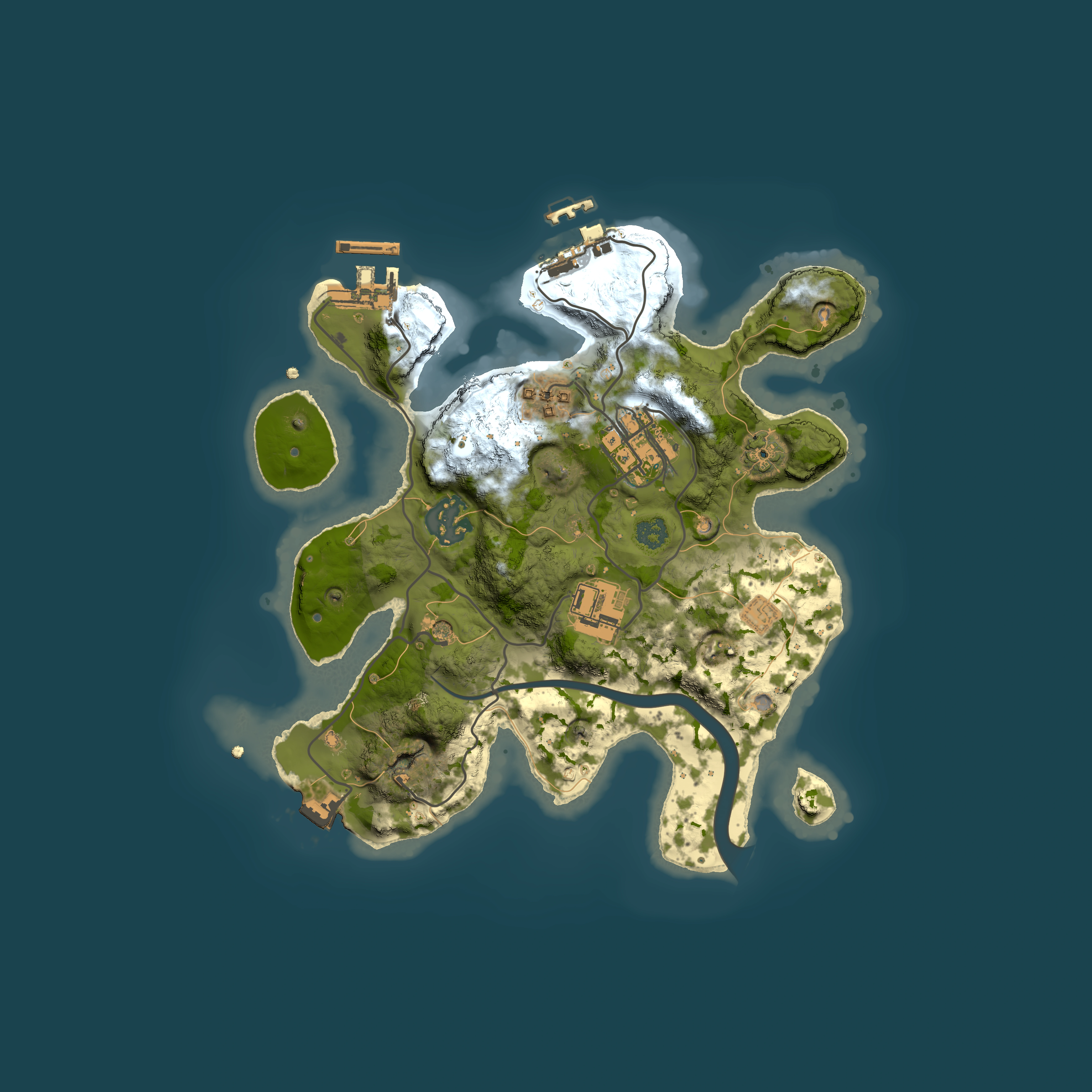 Full top-down render of Rust map seed 1287309299, 2500x2500m